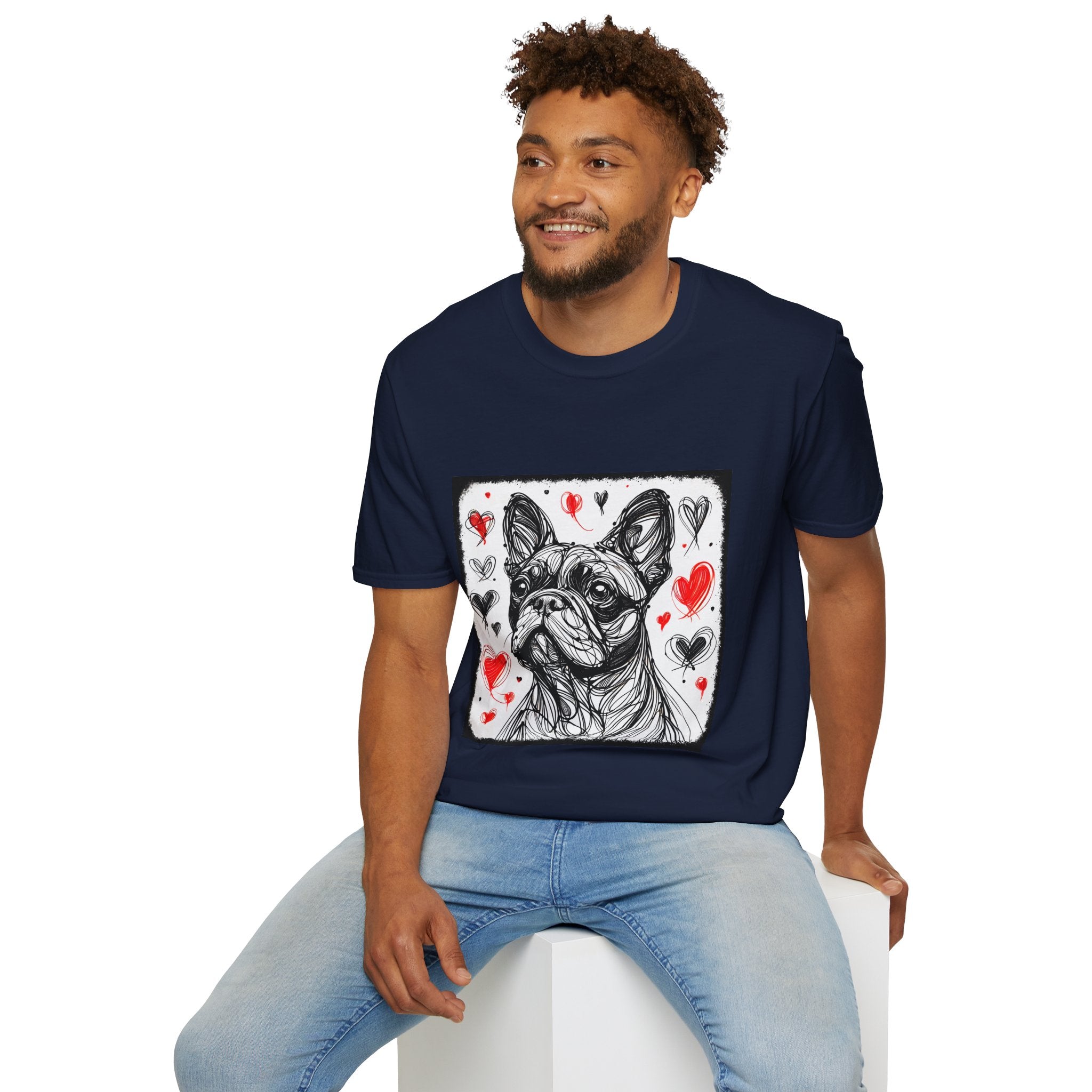 French bulldog Bold Heart Sketch | Unisex Dog T-Shirt