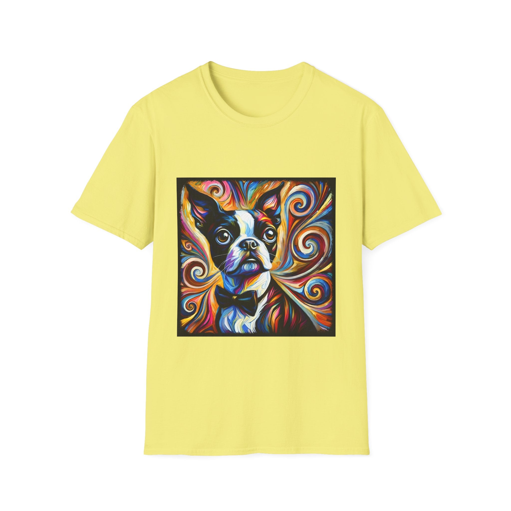 Boston Terrier Bowtie Swirl | Unisex Dog T-Shirt