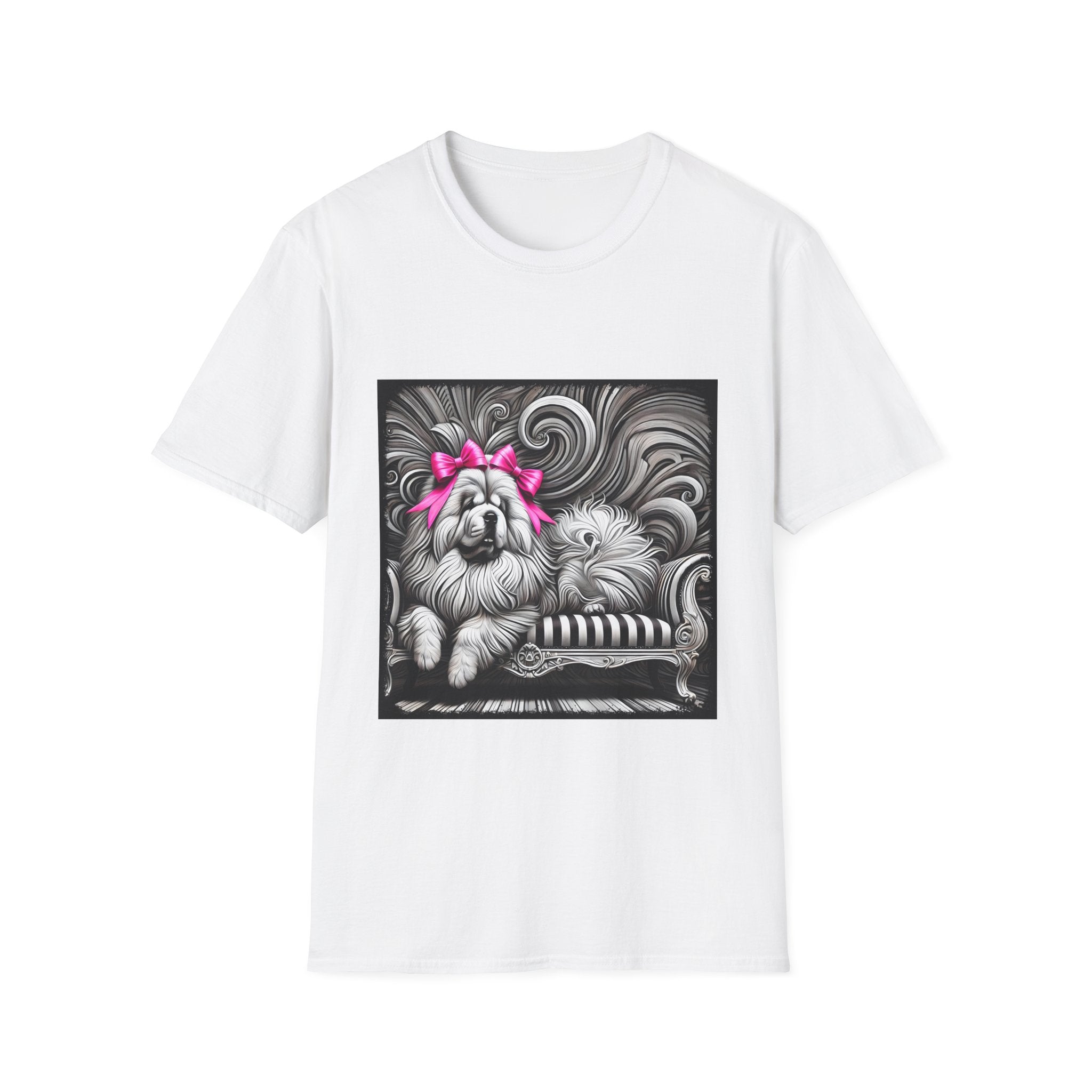 Chow Chow B&W Pink Bow | Unisex Dog T-Shirt