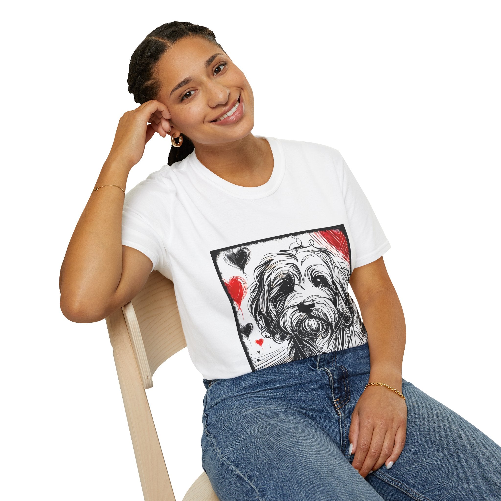 Cavapoo Bold Heart Sketch | Unisex Dog T-Shirt