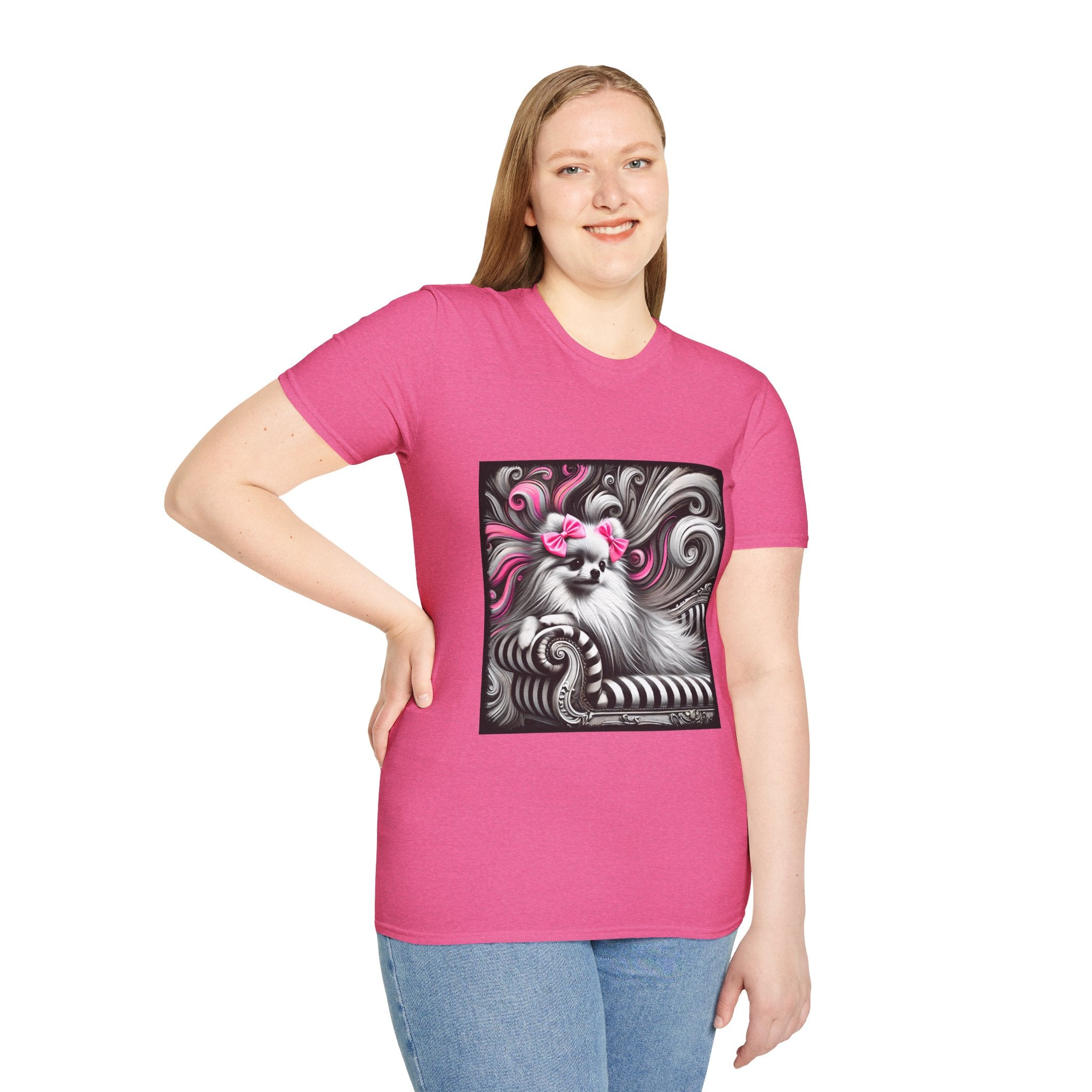 Pomeranian B&W Pink Bows | Unisex Dog T-Shirt