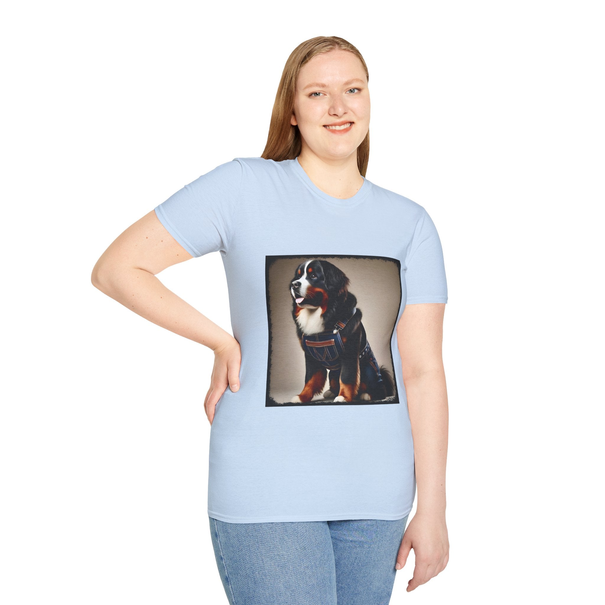 Bernese Mountain Dog Denim Darling | Unisex Dog T-Shirt