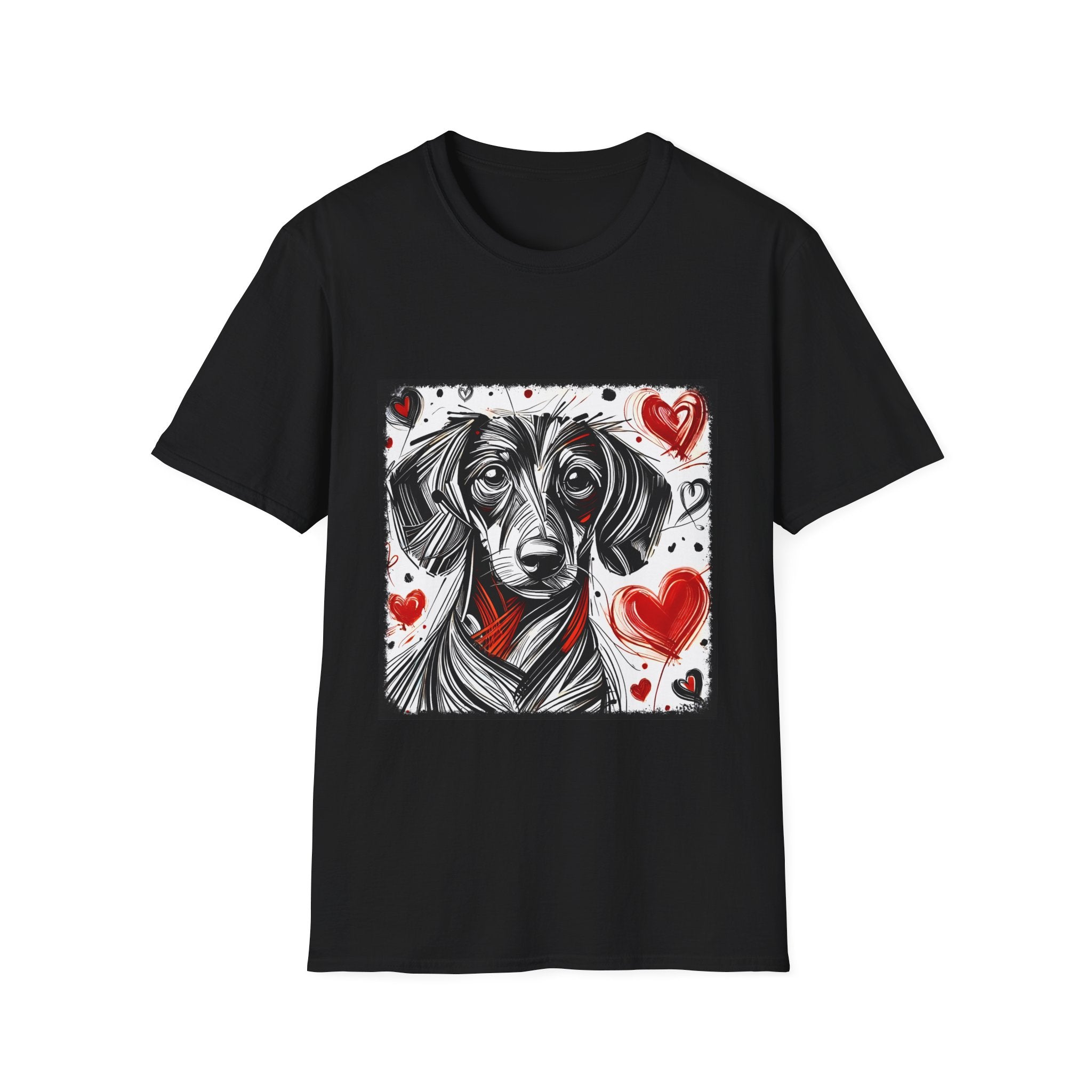 Dachshund Bold Heart Sketch | Unisex Dog T-Shirt
