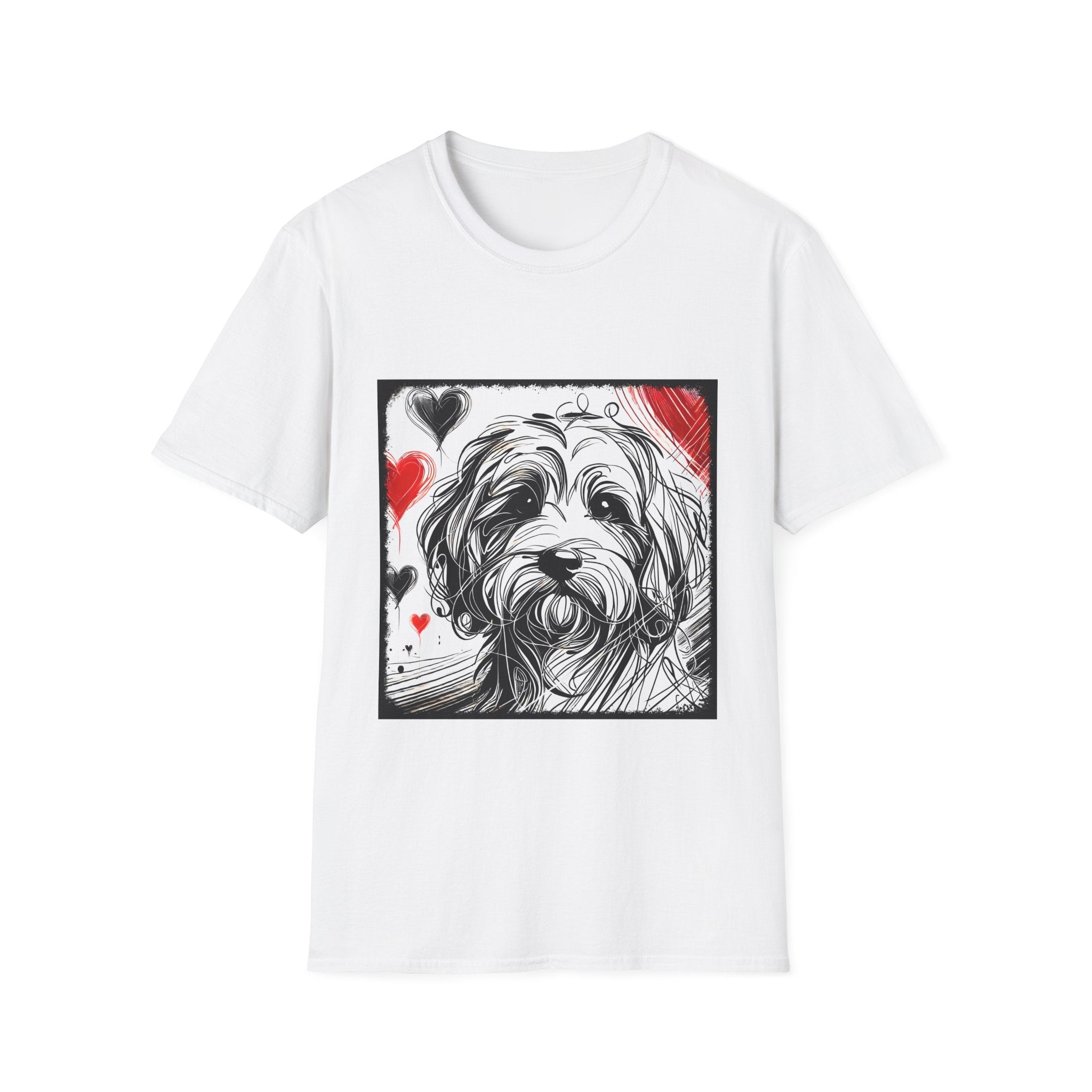 Cavapoo Bold Heart Sketch | Unisex Dog T-Shirt