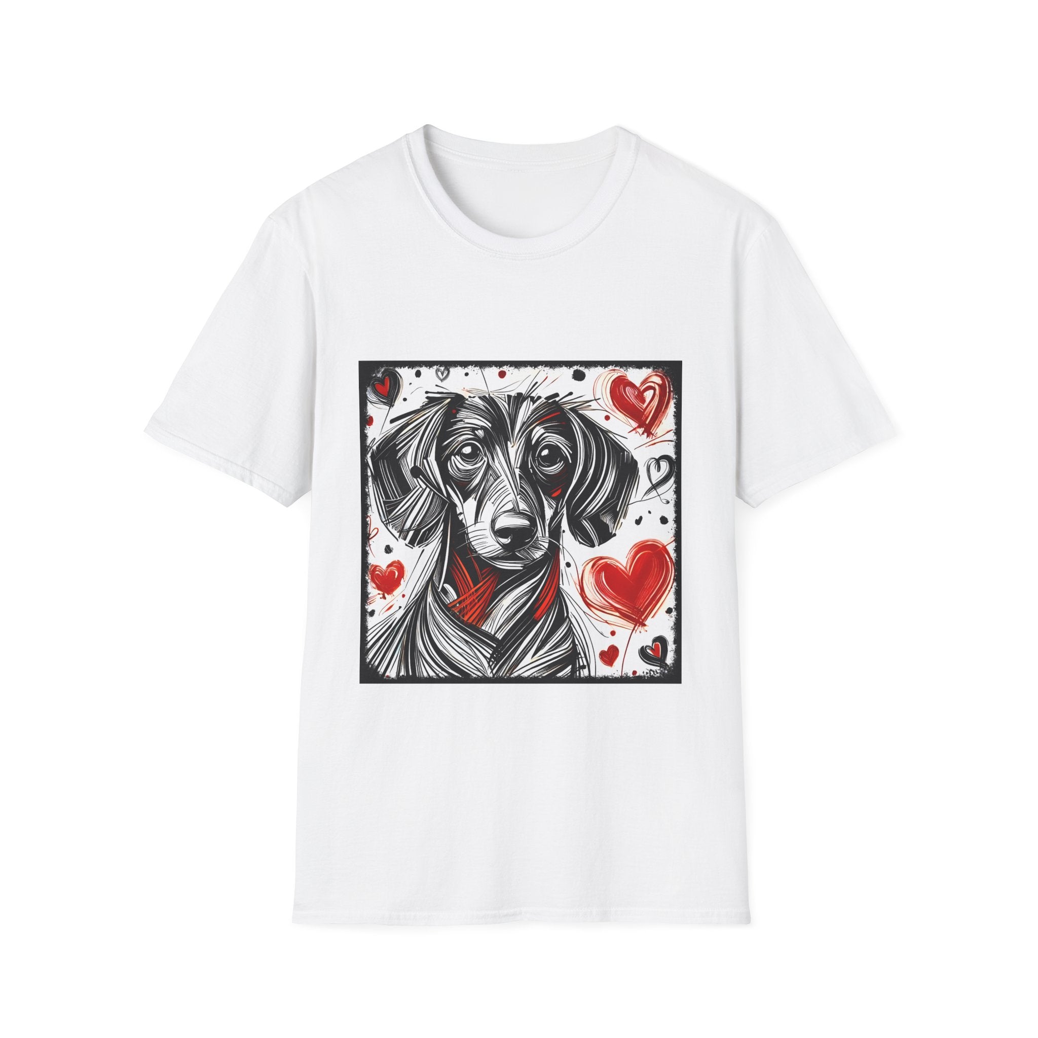 Dachshund Bold Heart Sketch | Unisex Dog T-Shirt