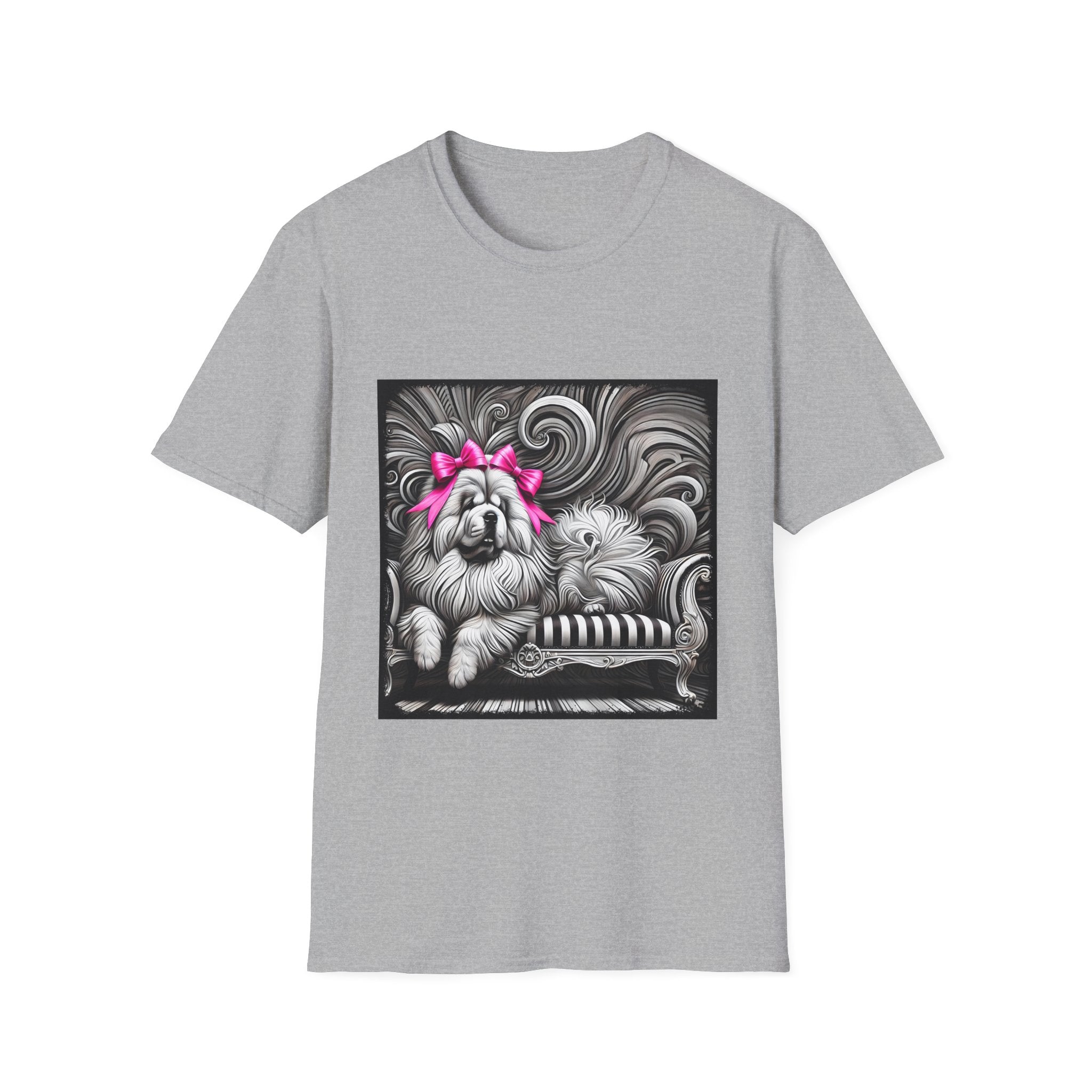 Chow Chow B&W Pink Bow | Unisex Dog T-Shirt