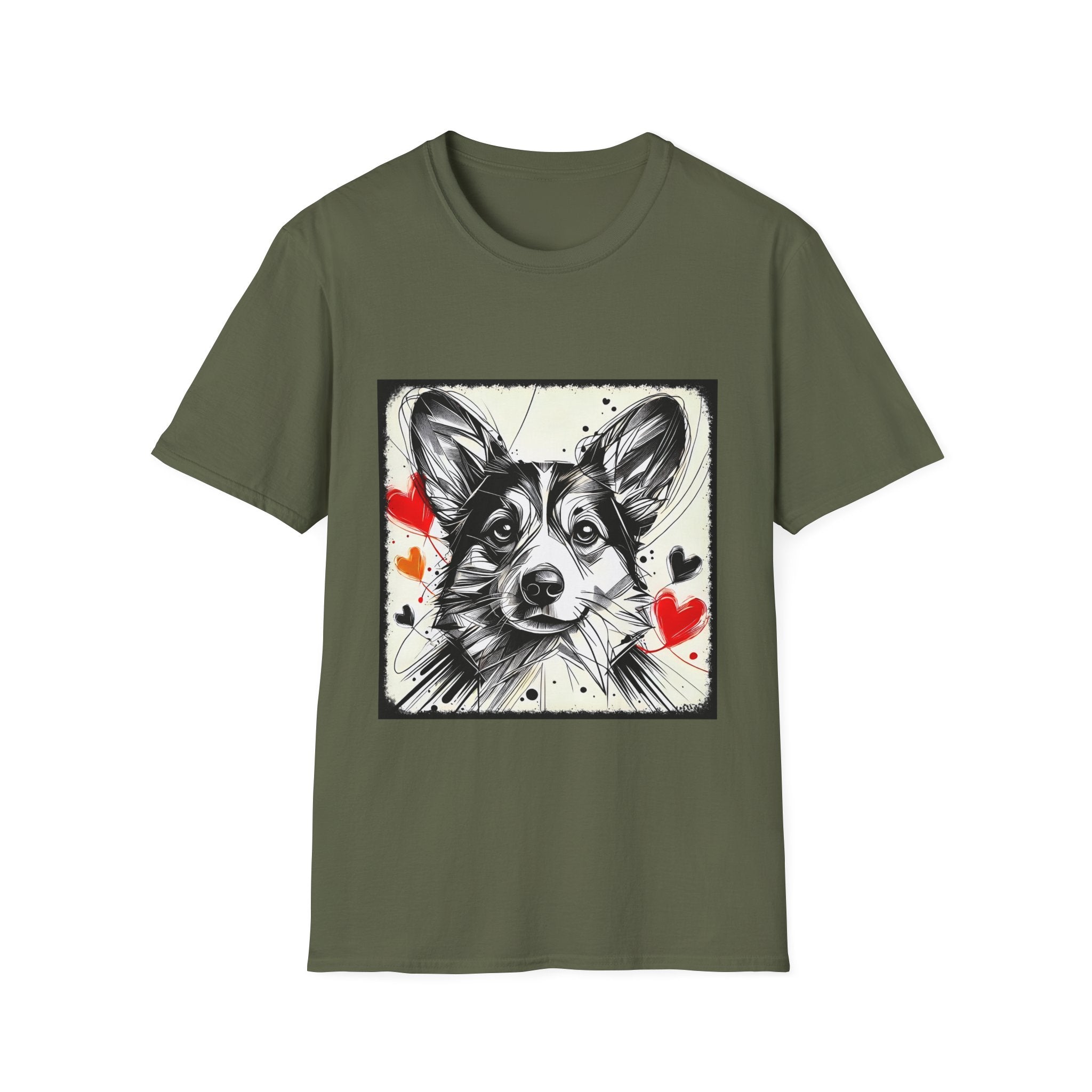 Pembroke Welsh Corgi Bold Heart Sketch | Unisex Dog T-Shirt