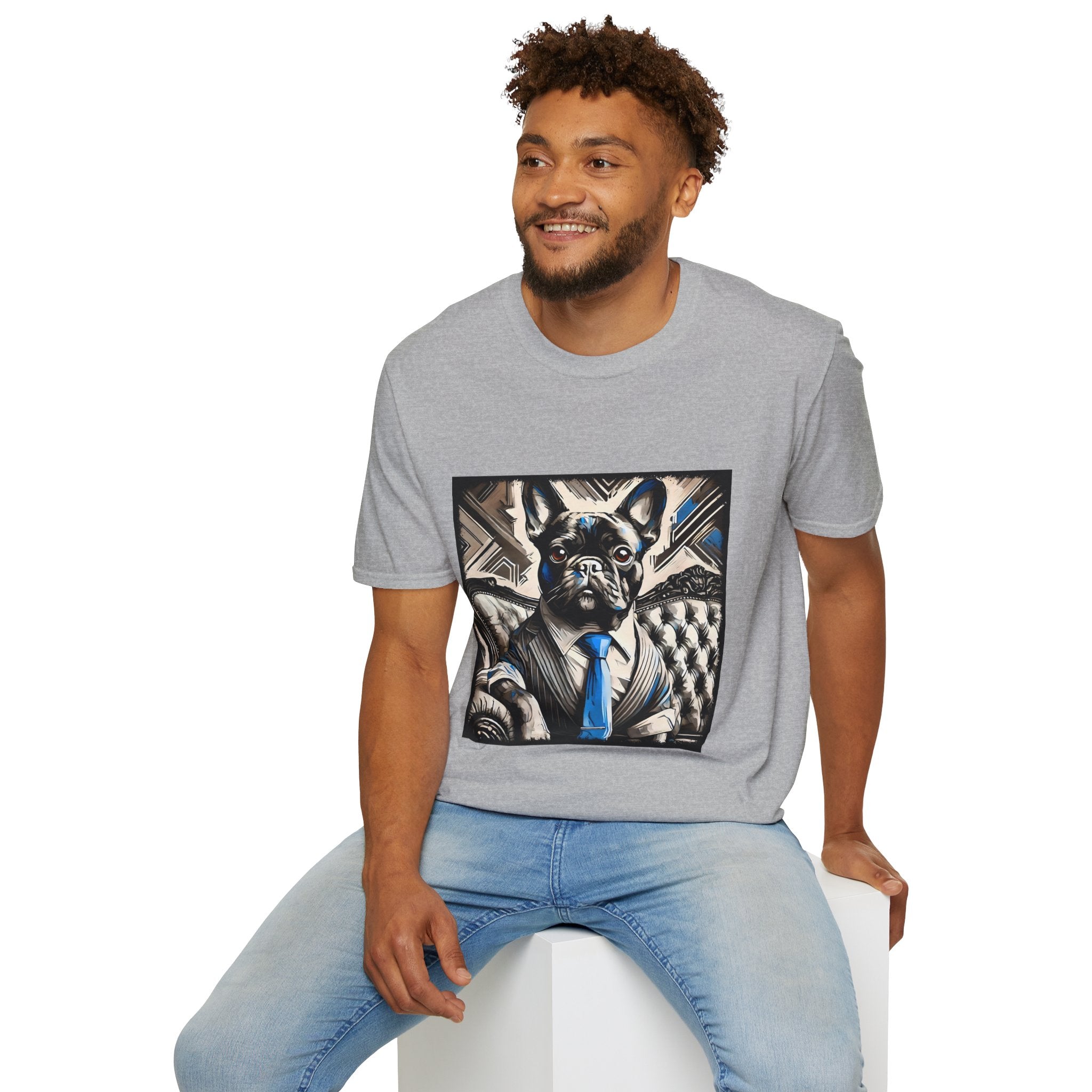 French Bulldog B&W Blue Tie | Unisex Dog T-Shirt