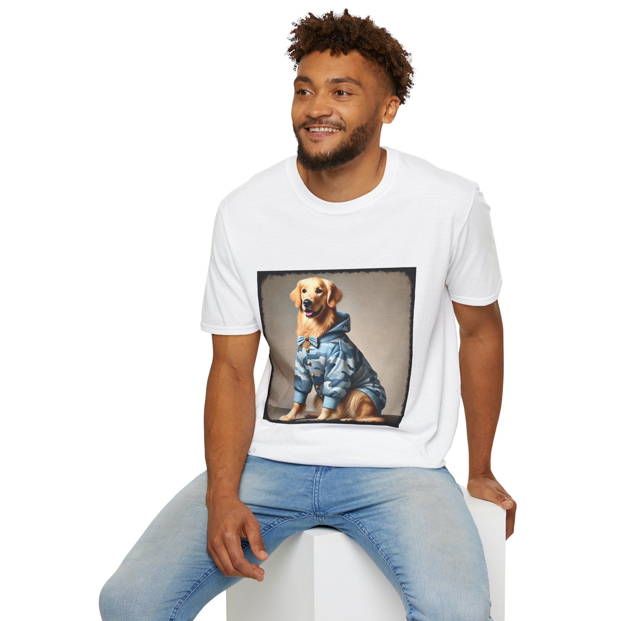 Golden Retriever Blue Camo Cutie | Unisex Softstyle T-Shirt