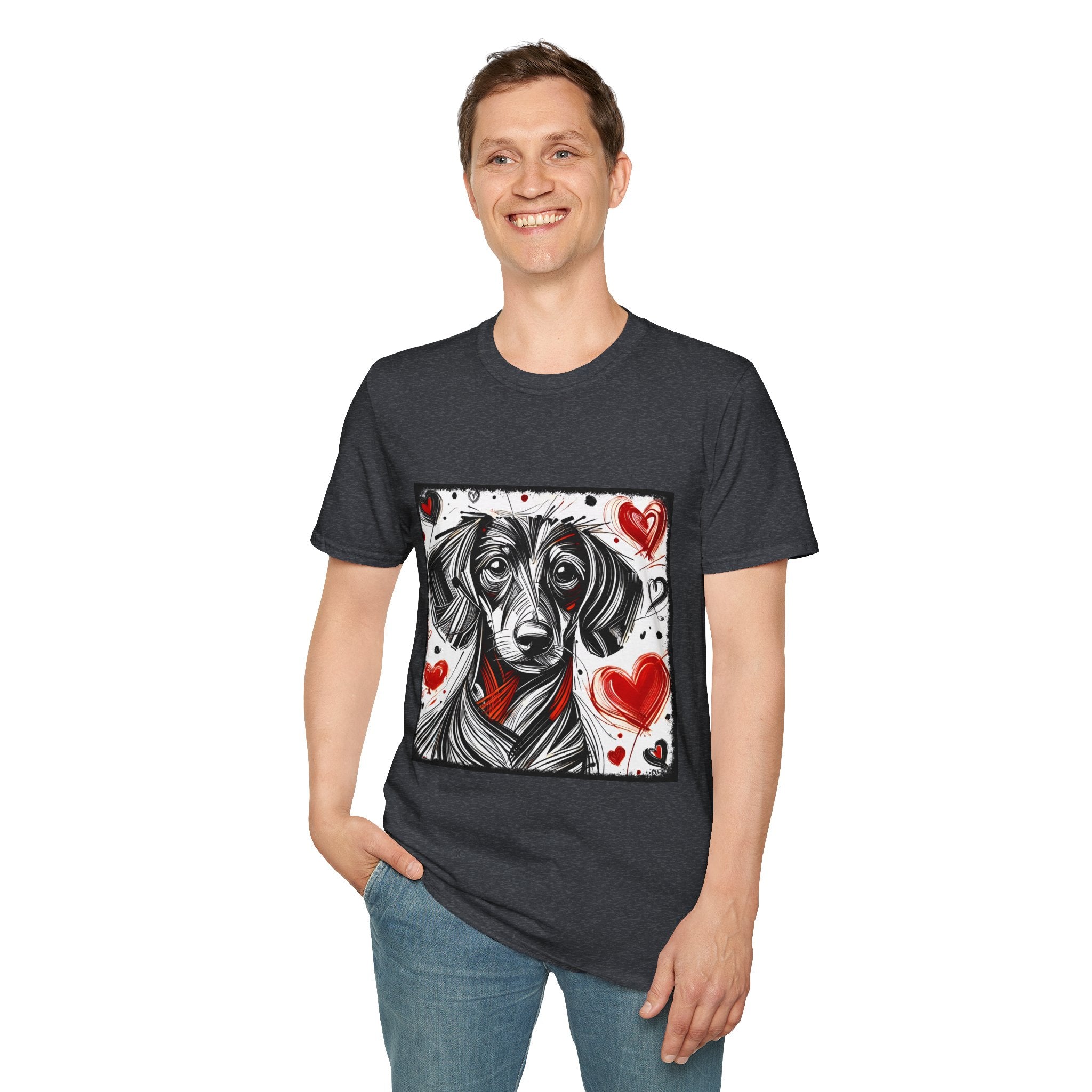 Dachshund Bold Heart Sketch | Unisex Dog T-Shirt