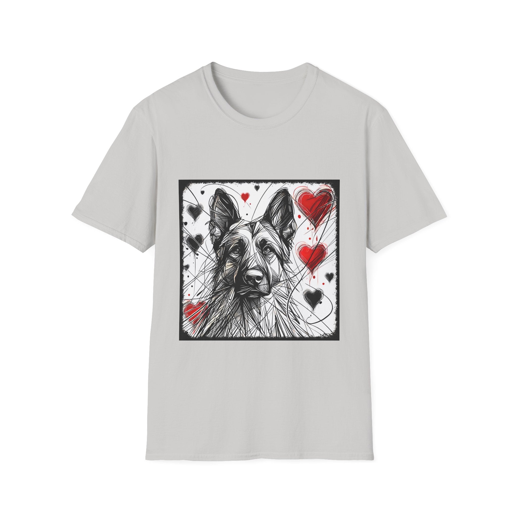 German Shepherd Big Heart Sketch | Unisex Dog T-Shirt