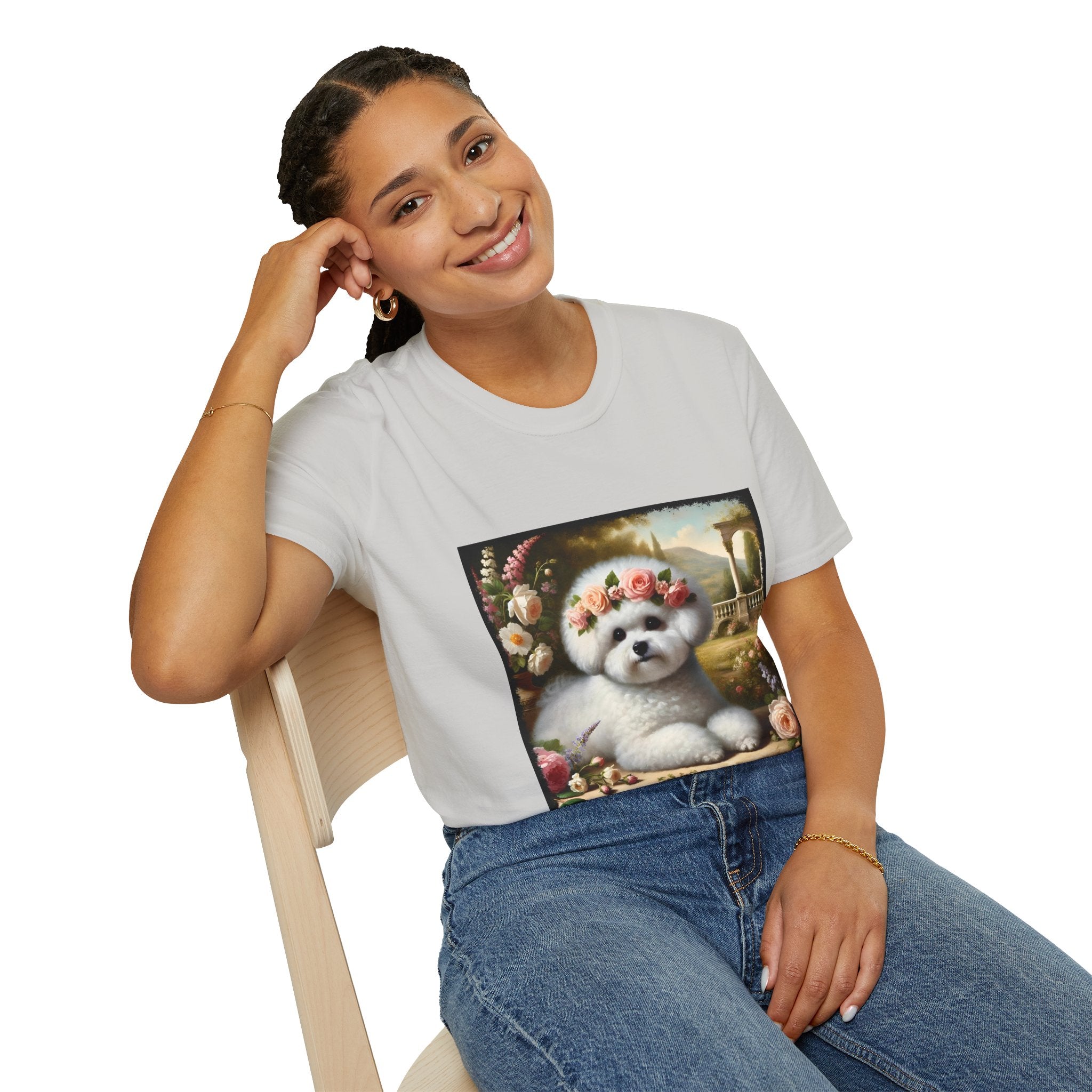 Bichon Frise Rose Pup | Unisex Dog T-Shirt