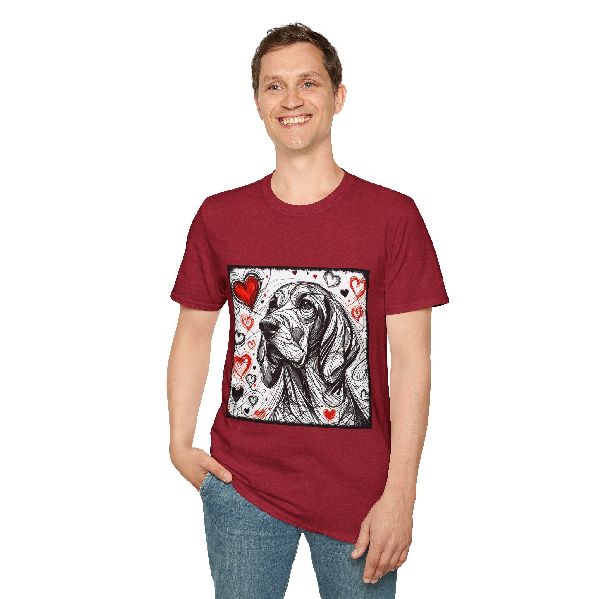 Coonhound Bold Heart Sketch | Unisex Dog T-Shirt
