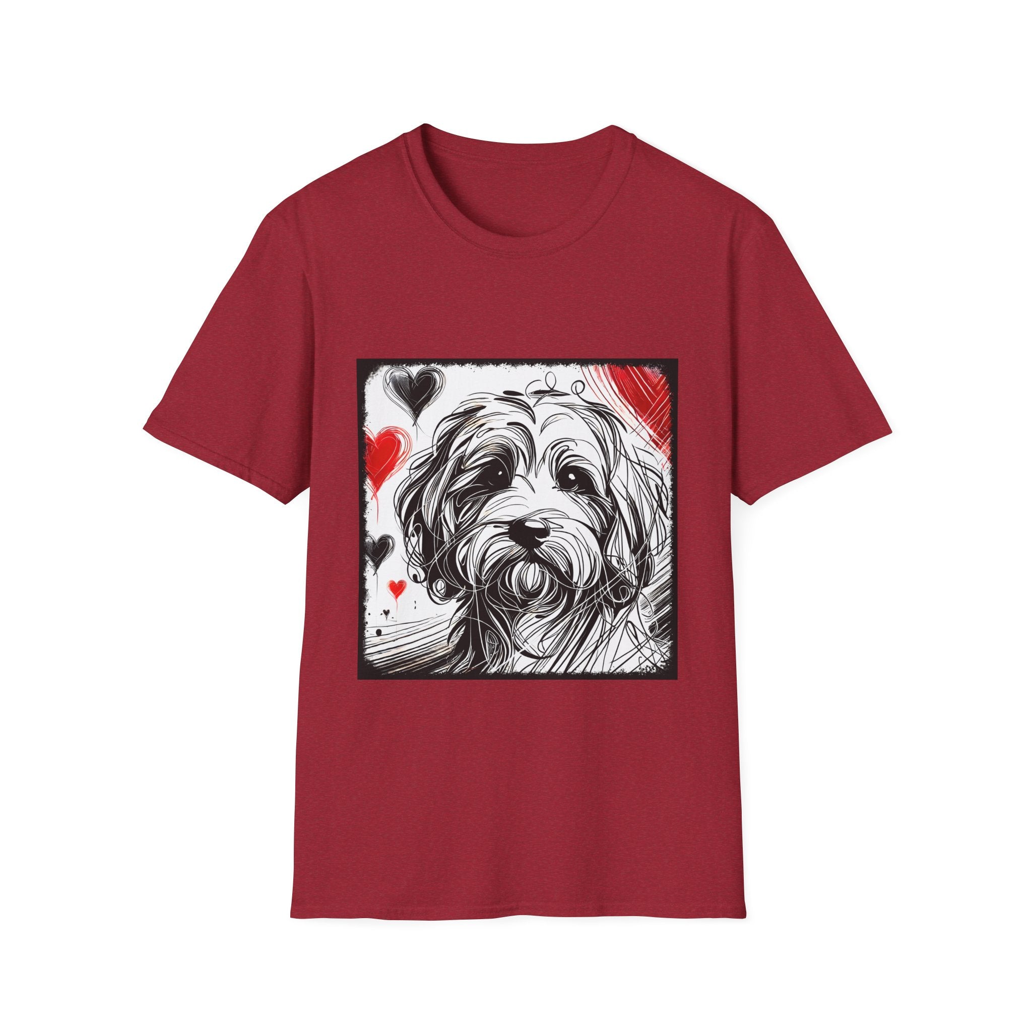 Cavapoo Bold Heart Sketch | Unisex Dog T-Shirt