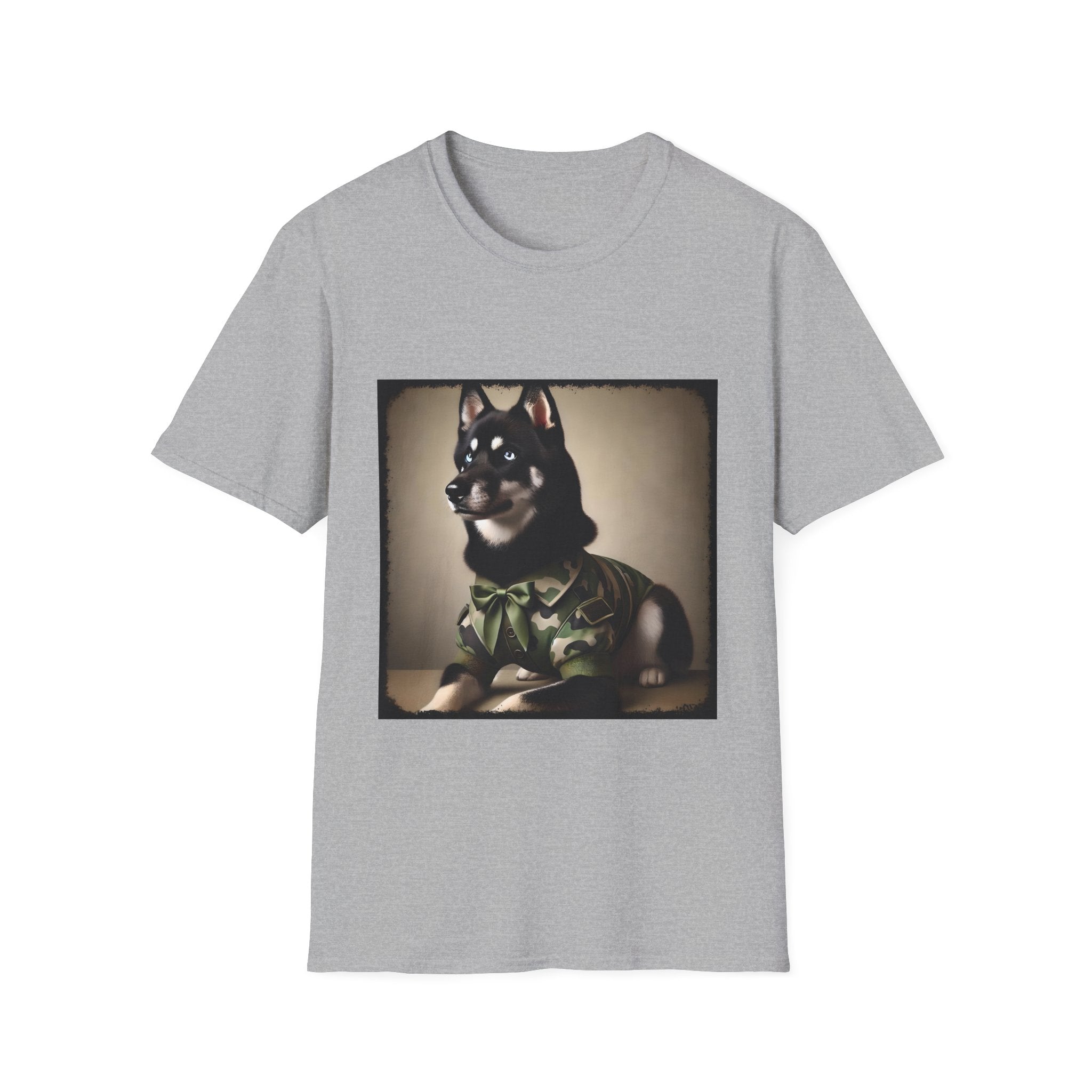 Siberian Husky Green Camo Cutie  | Unisex Dog T-Shirt