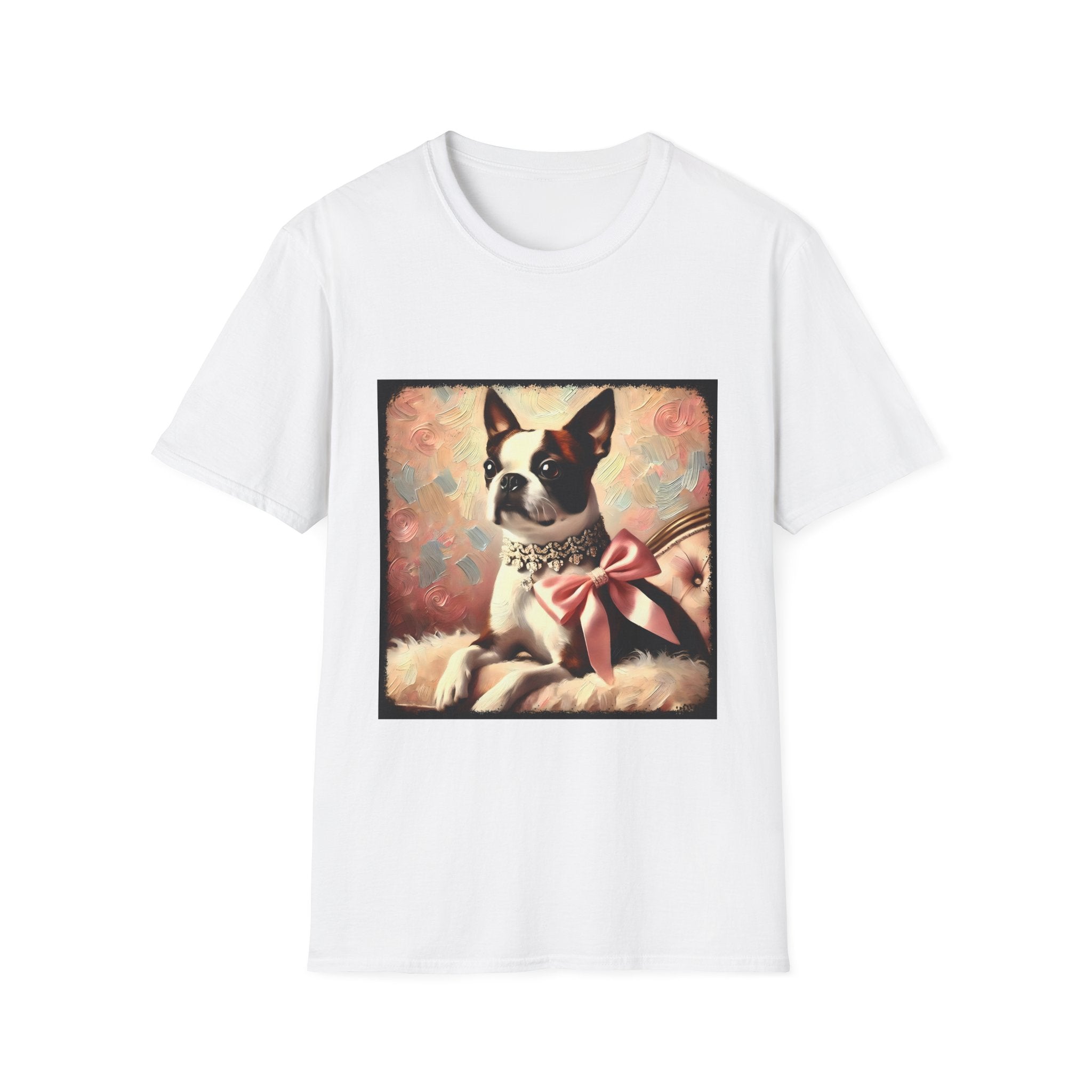 Boston Terrier Pink Bow Classic | Unisex Dog T-Shirt