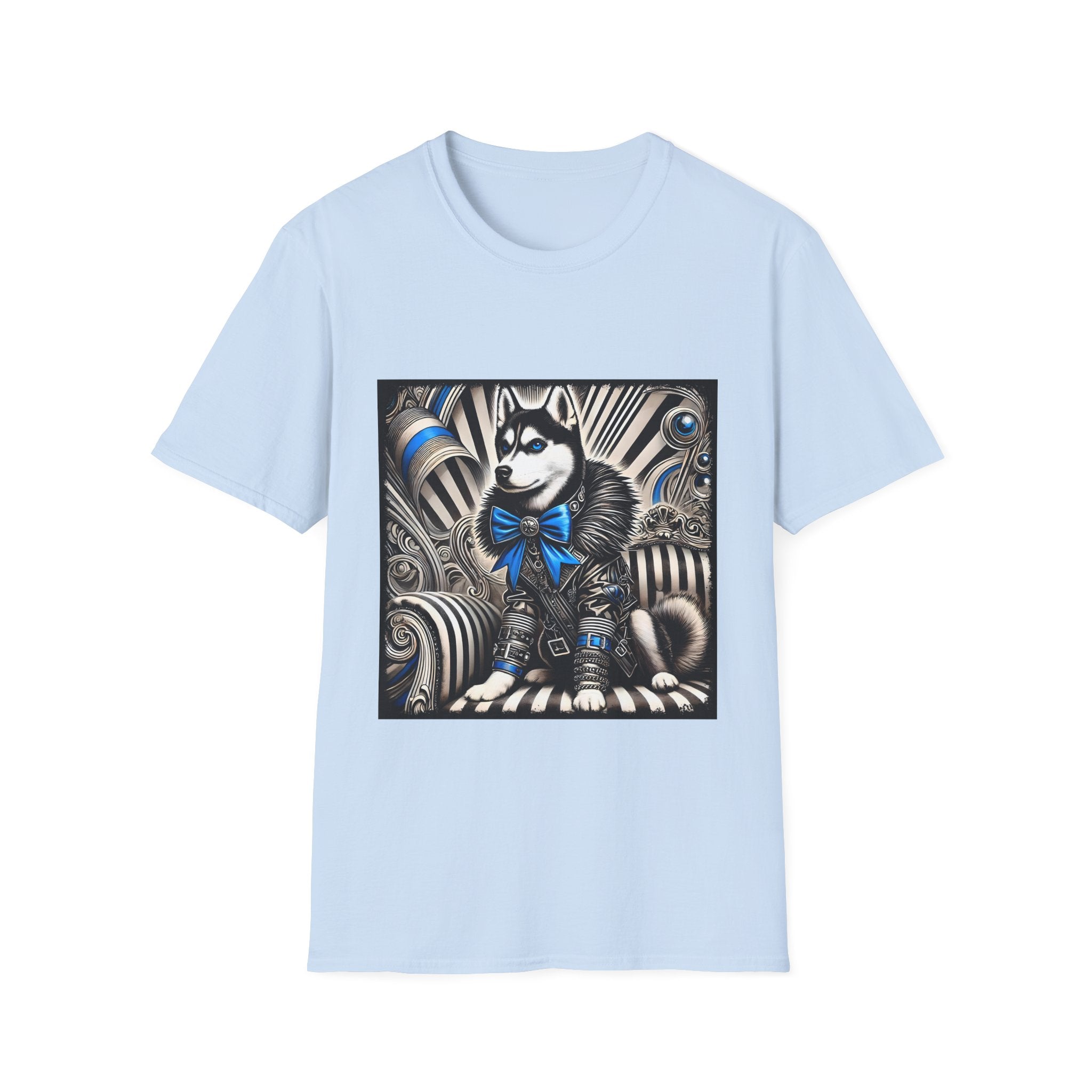 Siberian Husky B&W Blue Bow | Unisex Dog T-Shirt