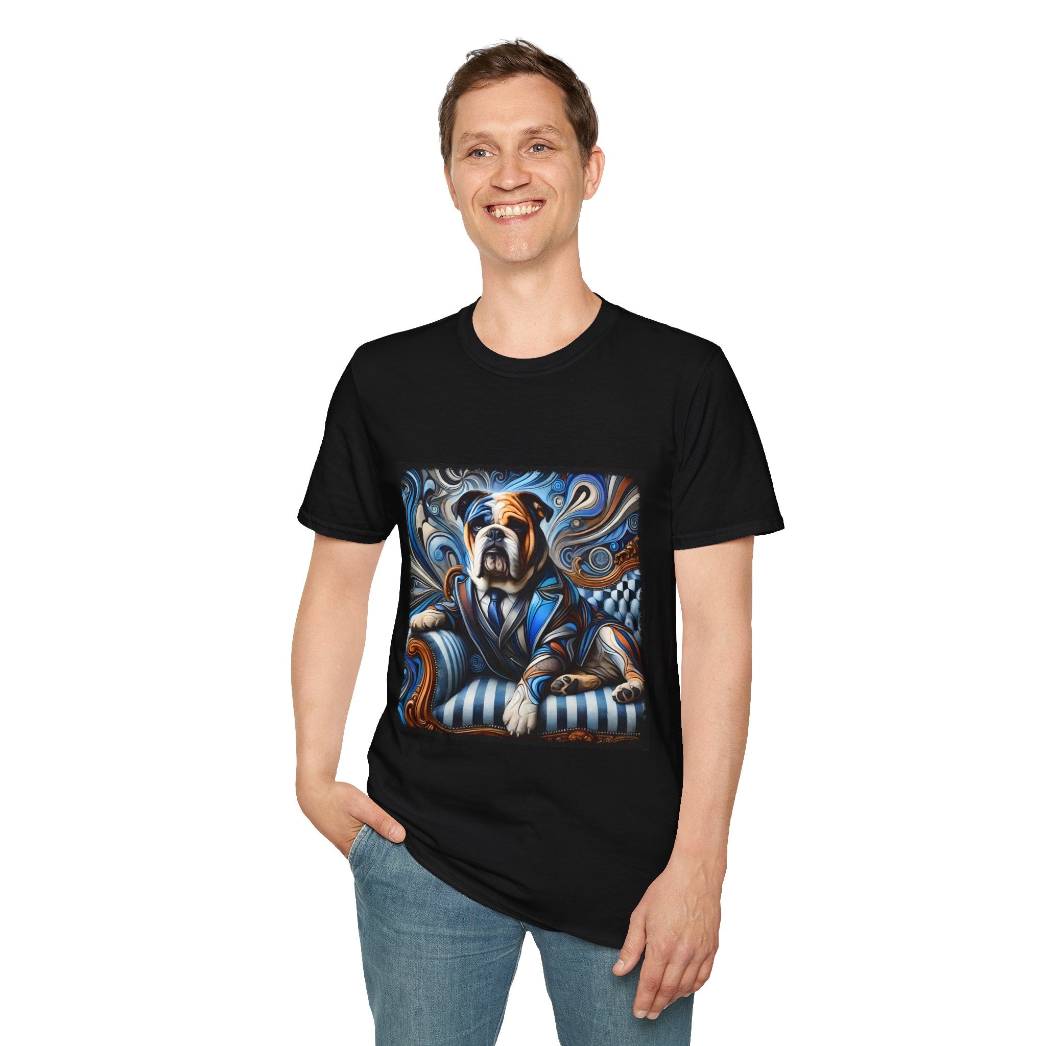 Bulldog Blue Swirl | Unisex Dog T-Shirt