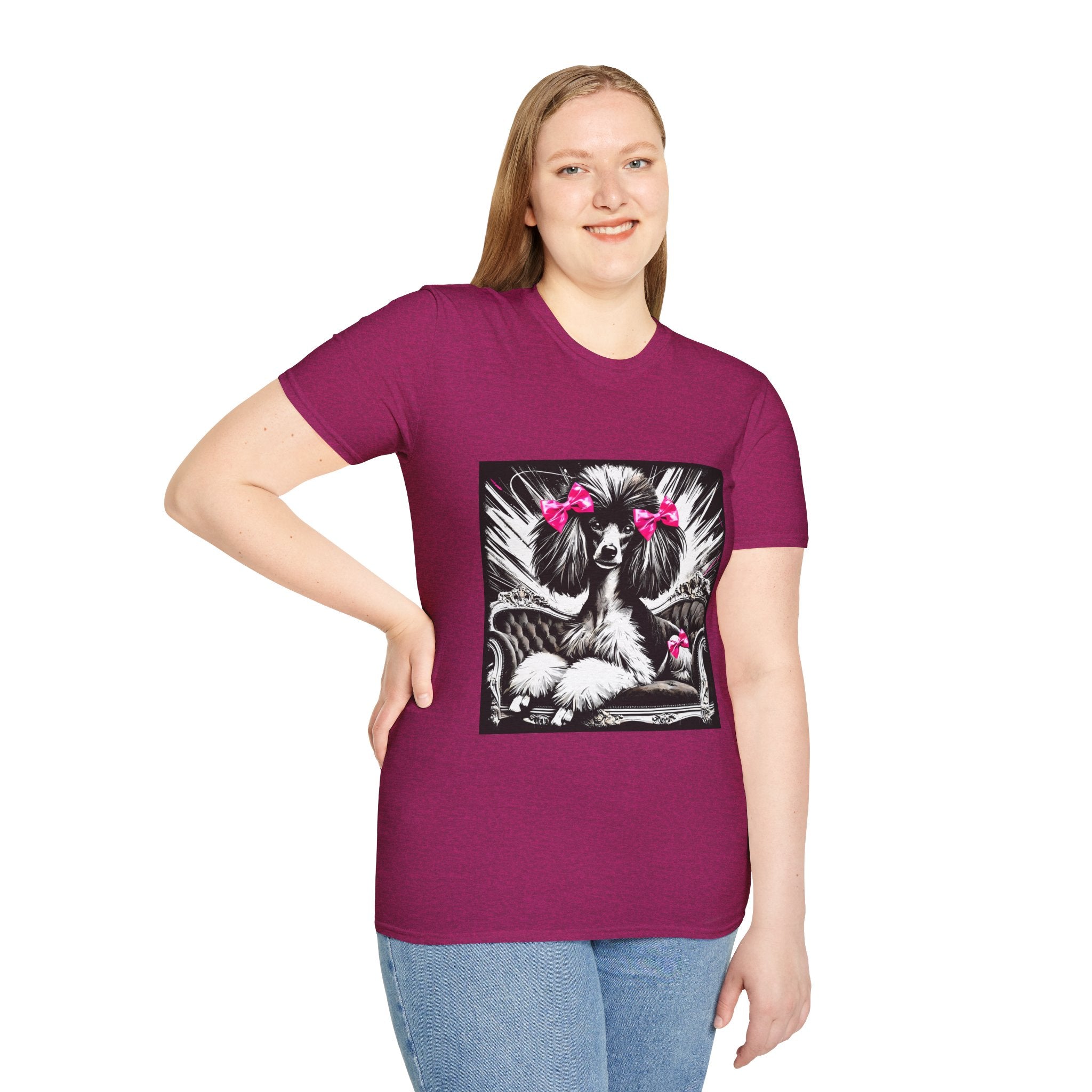 Poodle B&W Pink Bow Bold | Unisex Dog T-Shirt