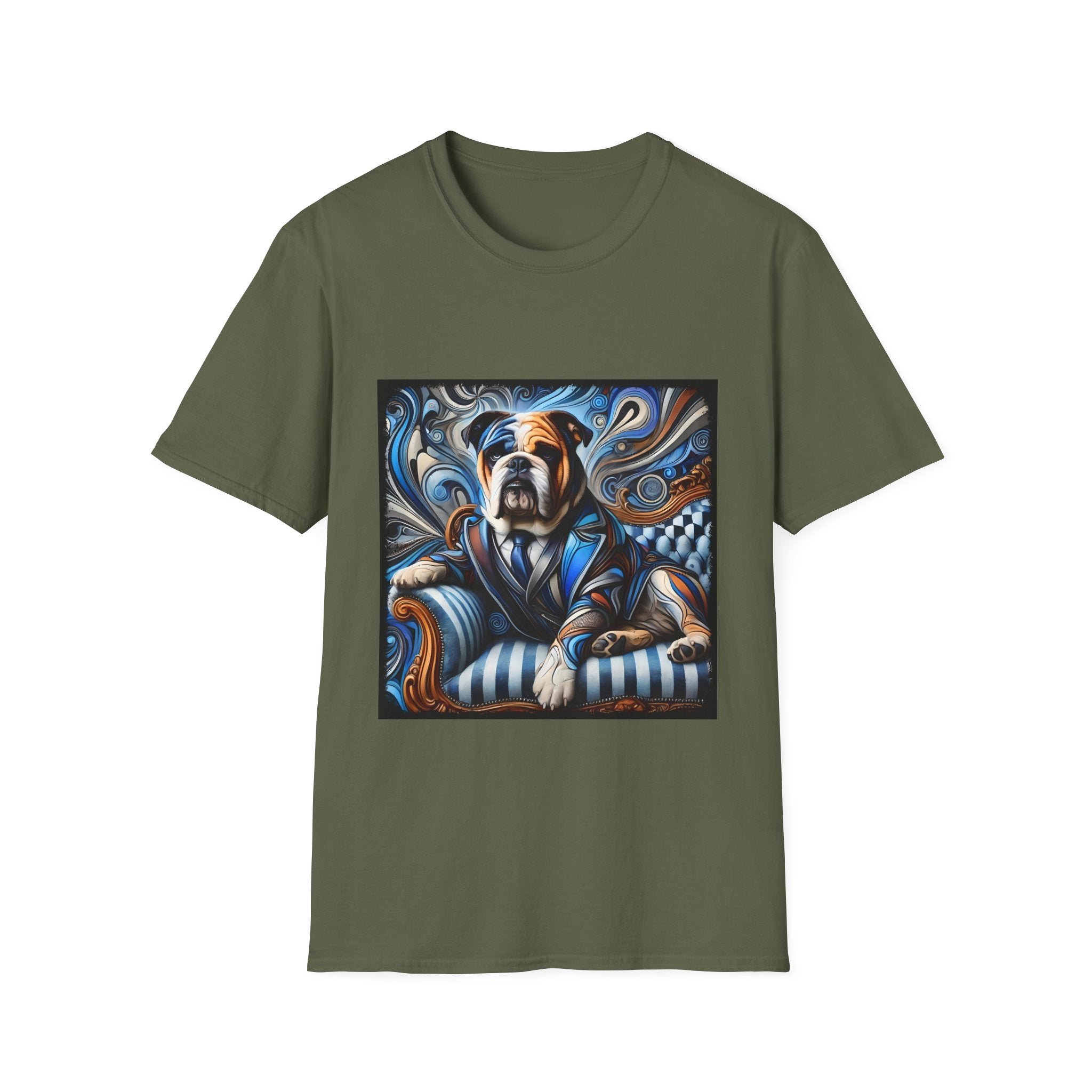 Bulldog Blue Swirl | Unisex Dog T-Shirt