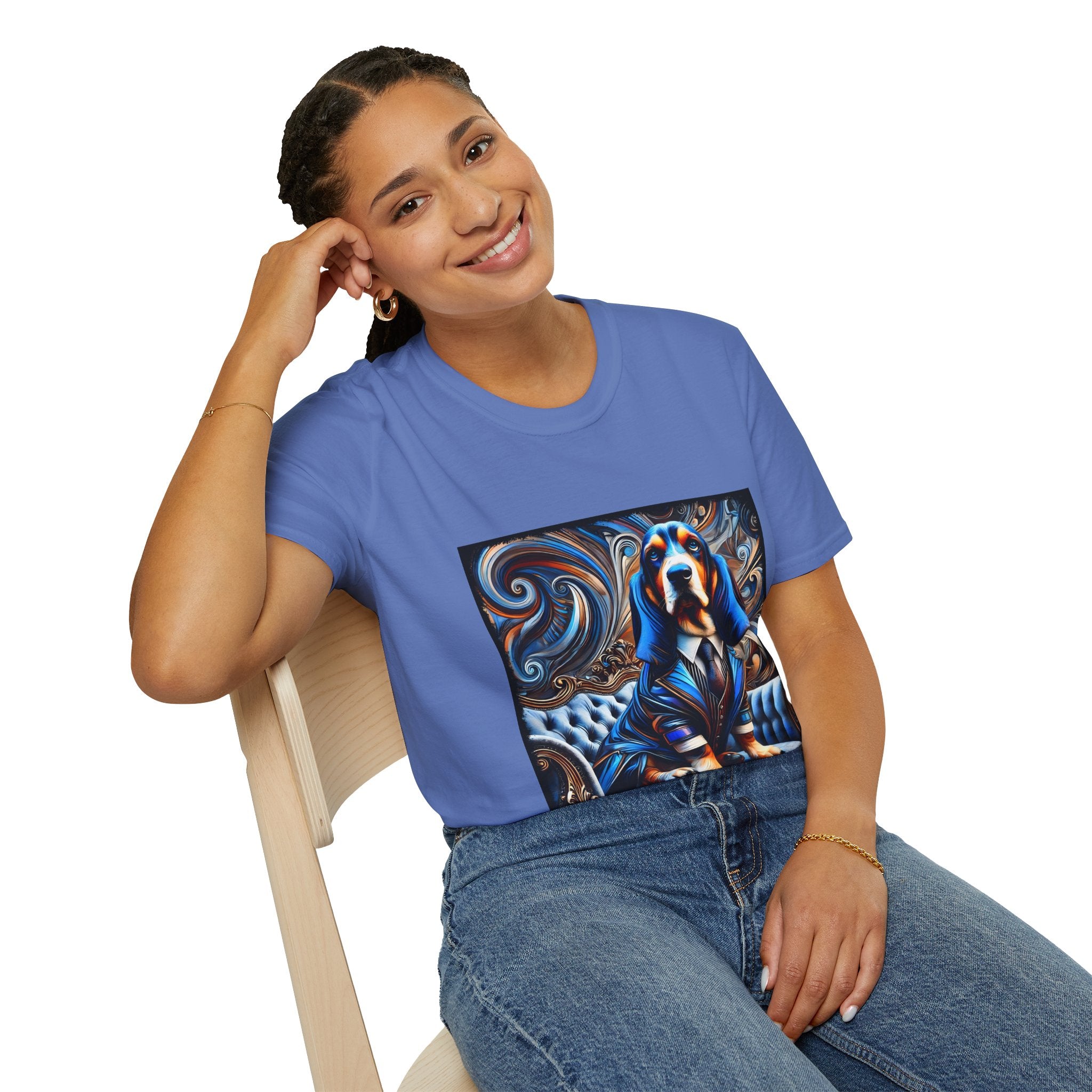 Basset Hound Bold Blue Feels | Unisex Dog T-Shirt