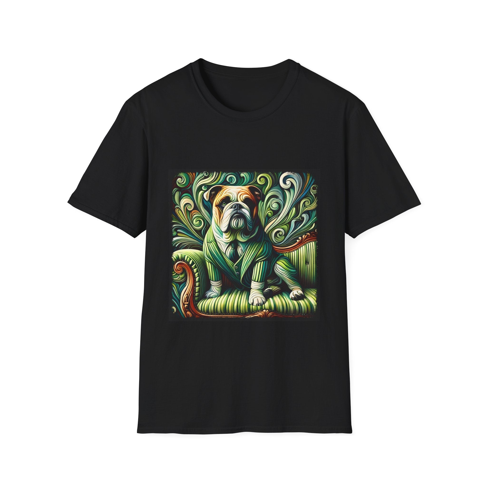 Bulldog Green Swirl | Unisex Dog T-Shirt