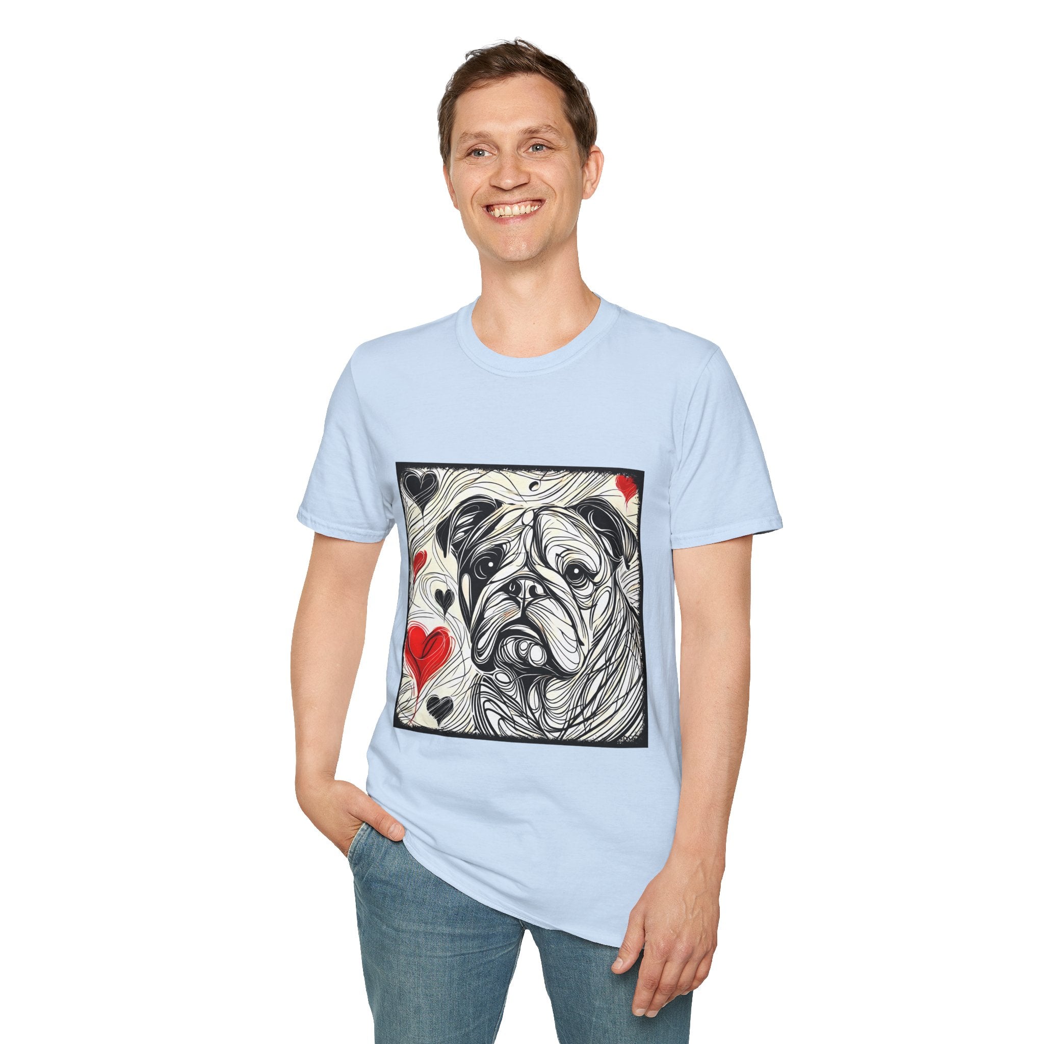 Bulldog Bold Heart Sketch | Unisex Dog T-Shirt