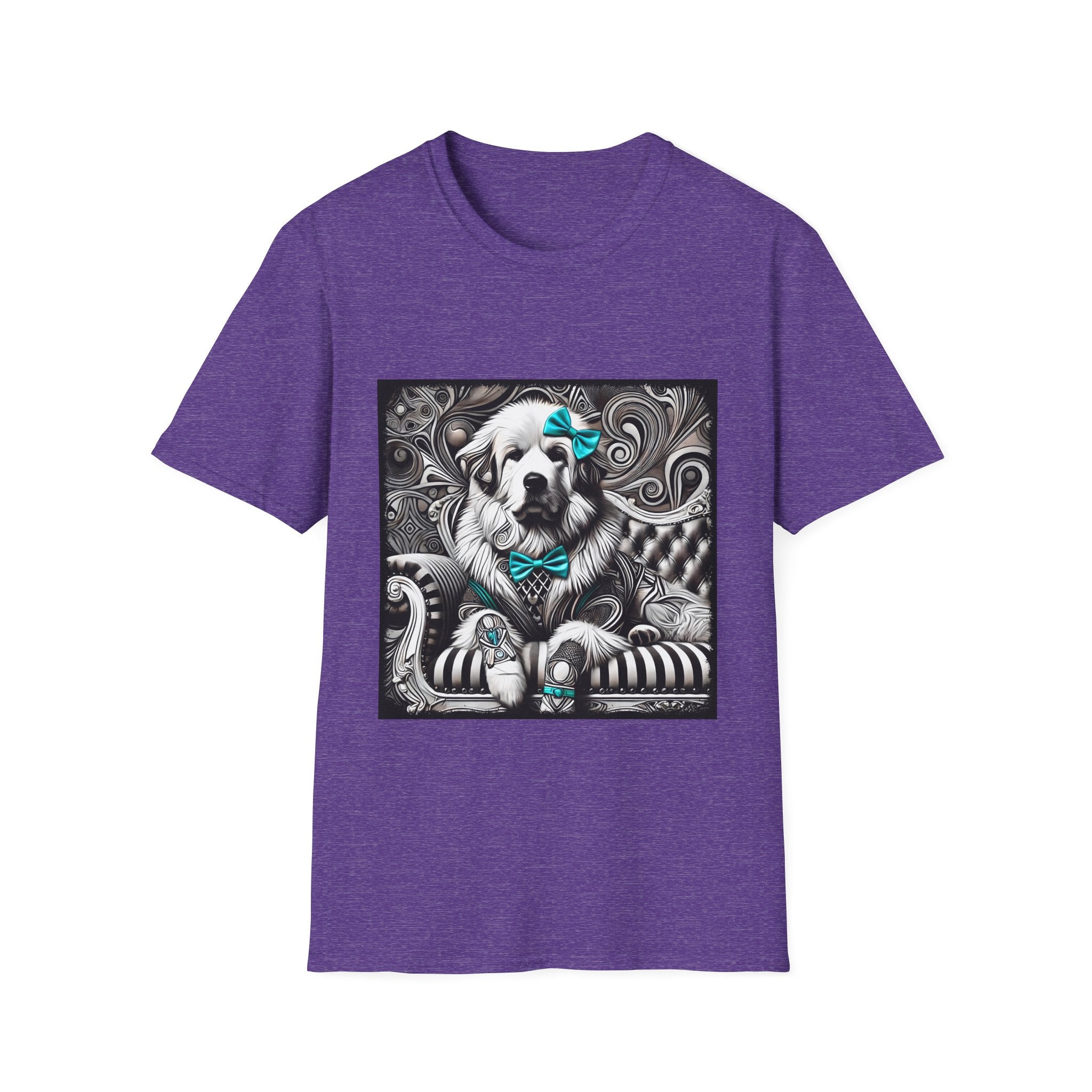Great Pyrenees B&W Turquoise Bow | Unisex Dog T-Shirt