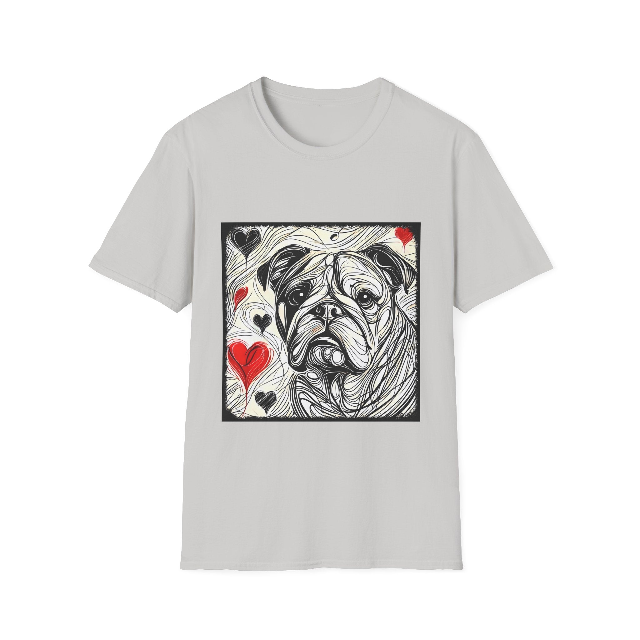 Bulldog Bold Heart Sketch | Unisex Dog T-Shirt