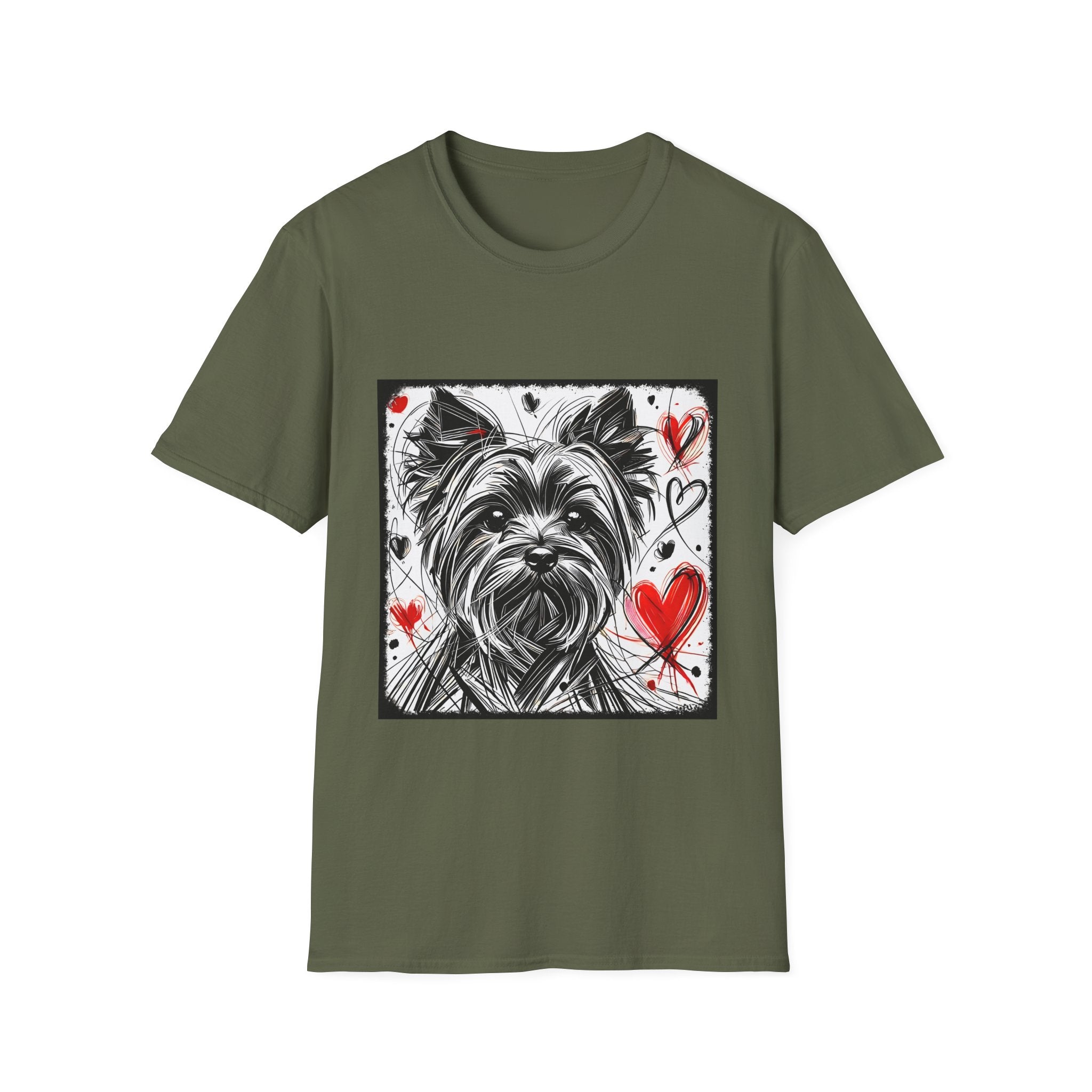 Yorkshire Terrier Bold Heart Sketch | Unisex Dog T-Shirt