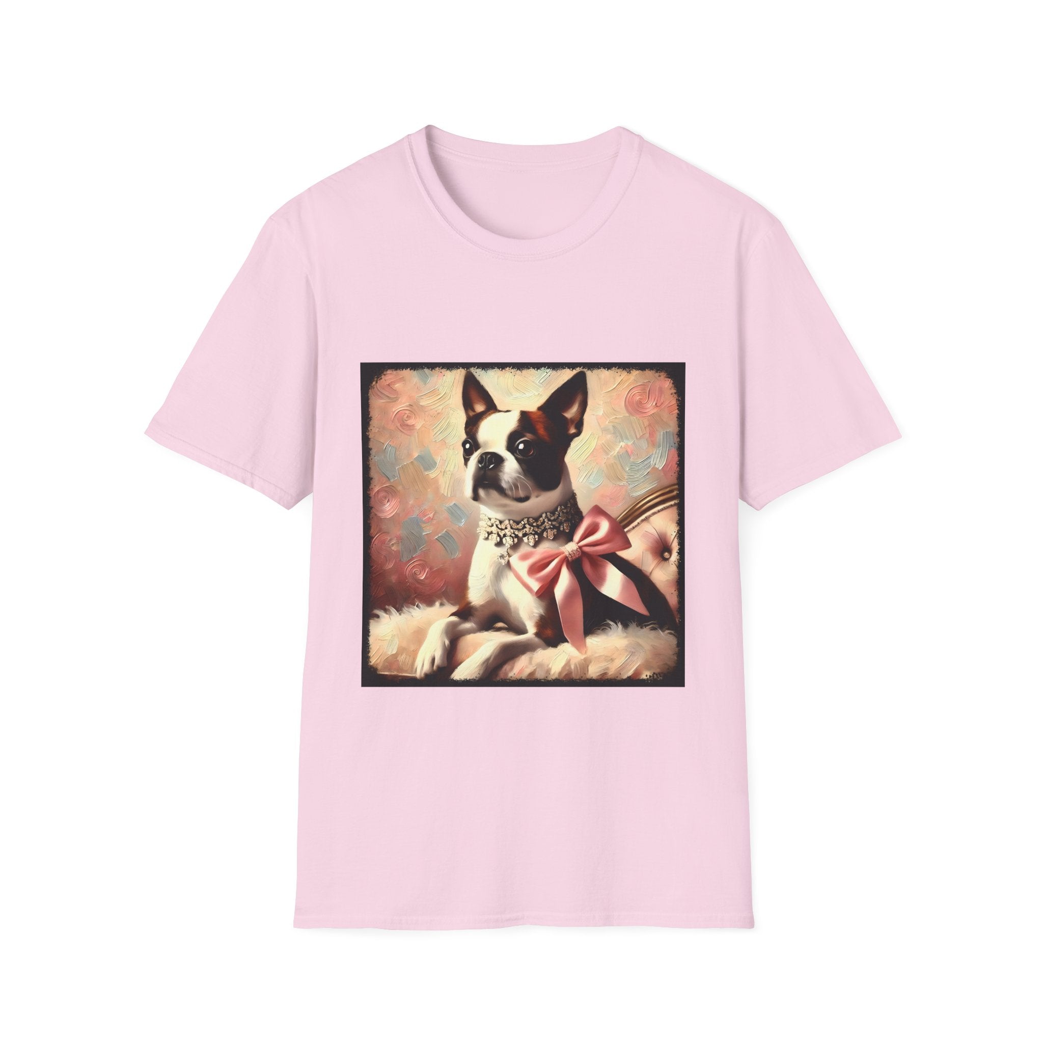 Boston Terrier Pink Bow Classic | Unisex Dog T-Shirt