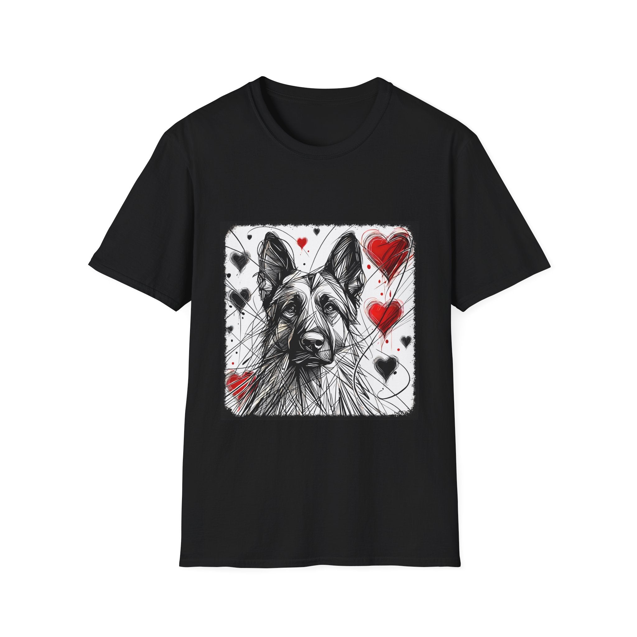 German Shepherd Big Heart Sketch | Unisex Dog T-Shirt