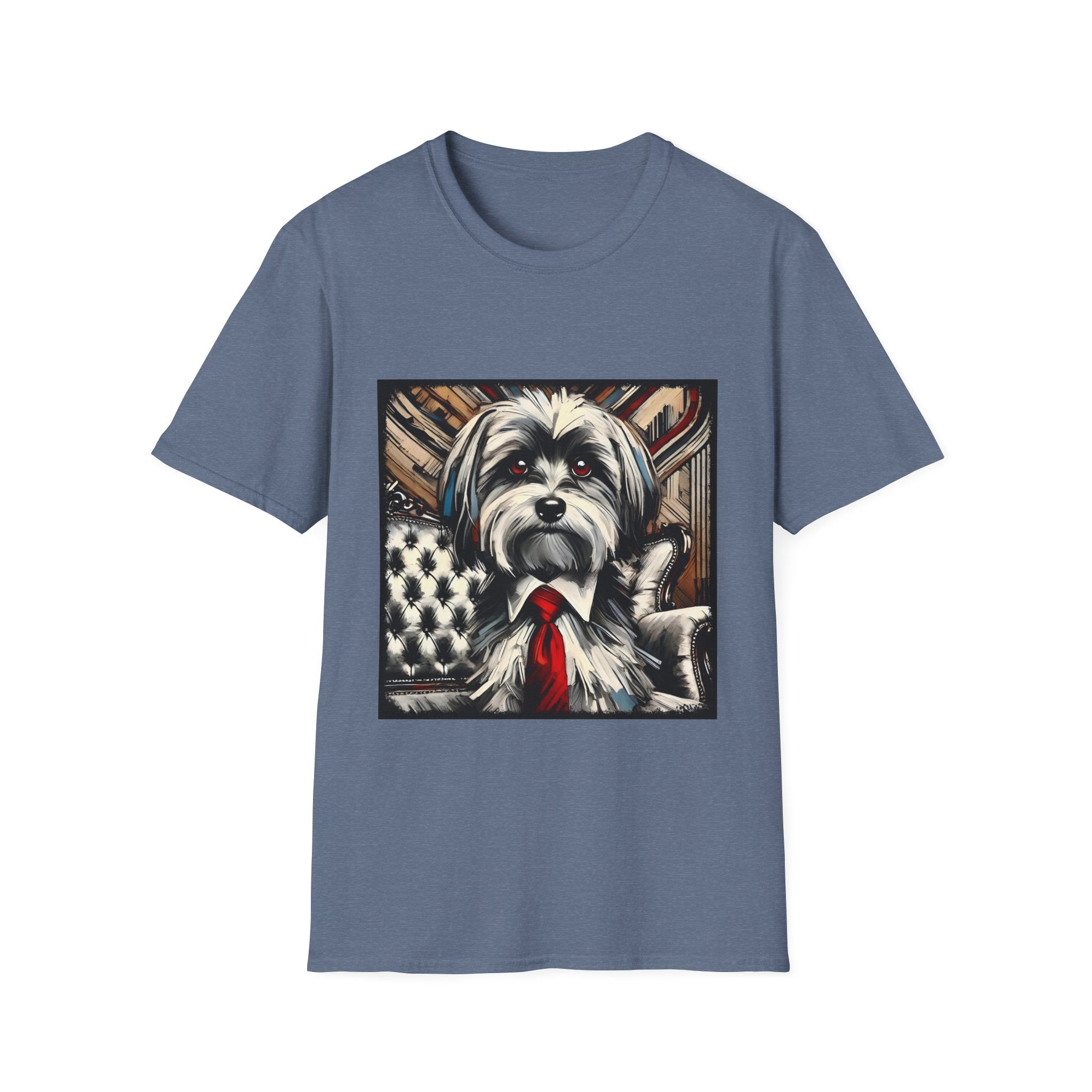 Havanese Graphic Dog Tee – B&W Red Tie Style