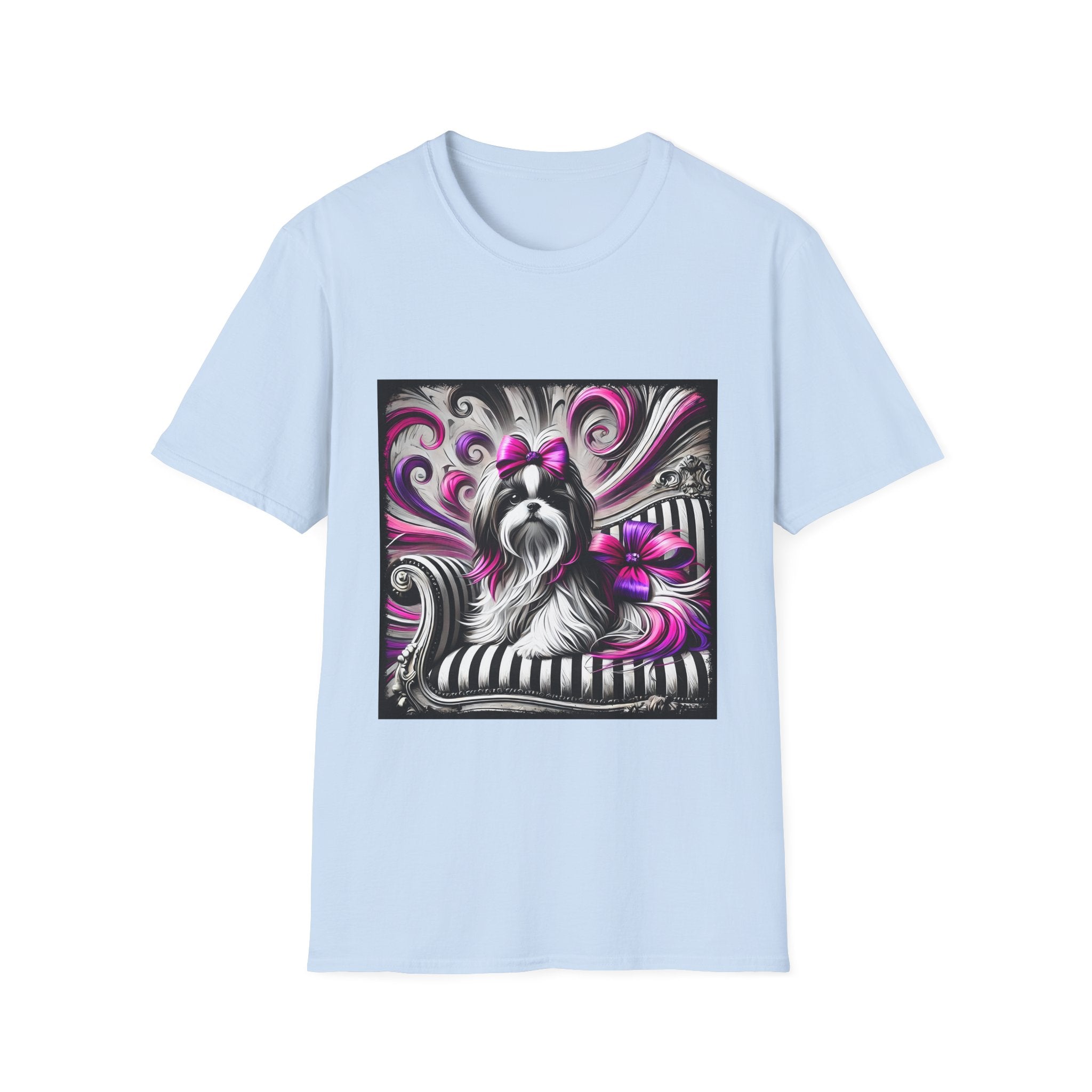 Shih Tzu B&W Pink Bow | Unisex Dog T-Shirt