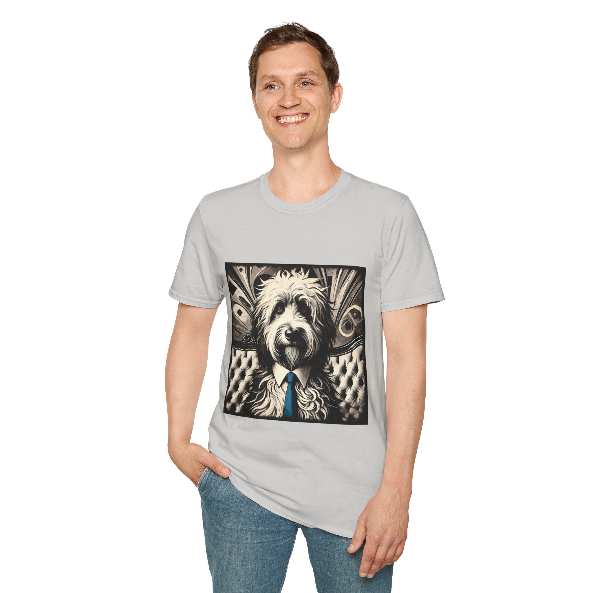 Sheepadoodle B&W Bold Eyes | Unisex Dog T-Shirt