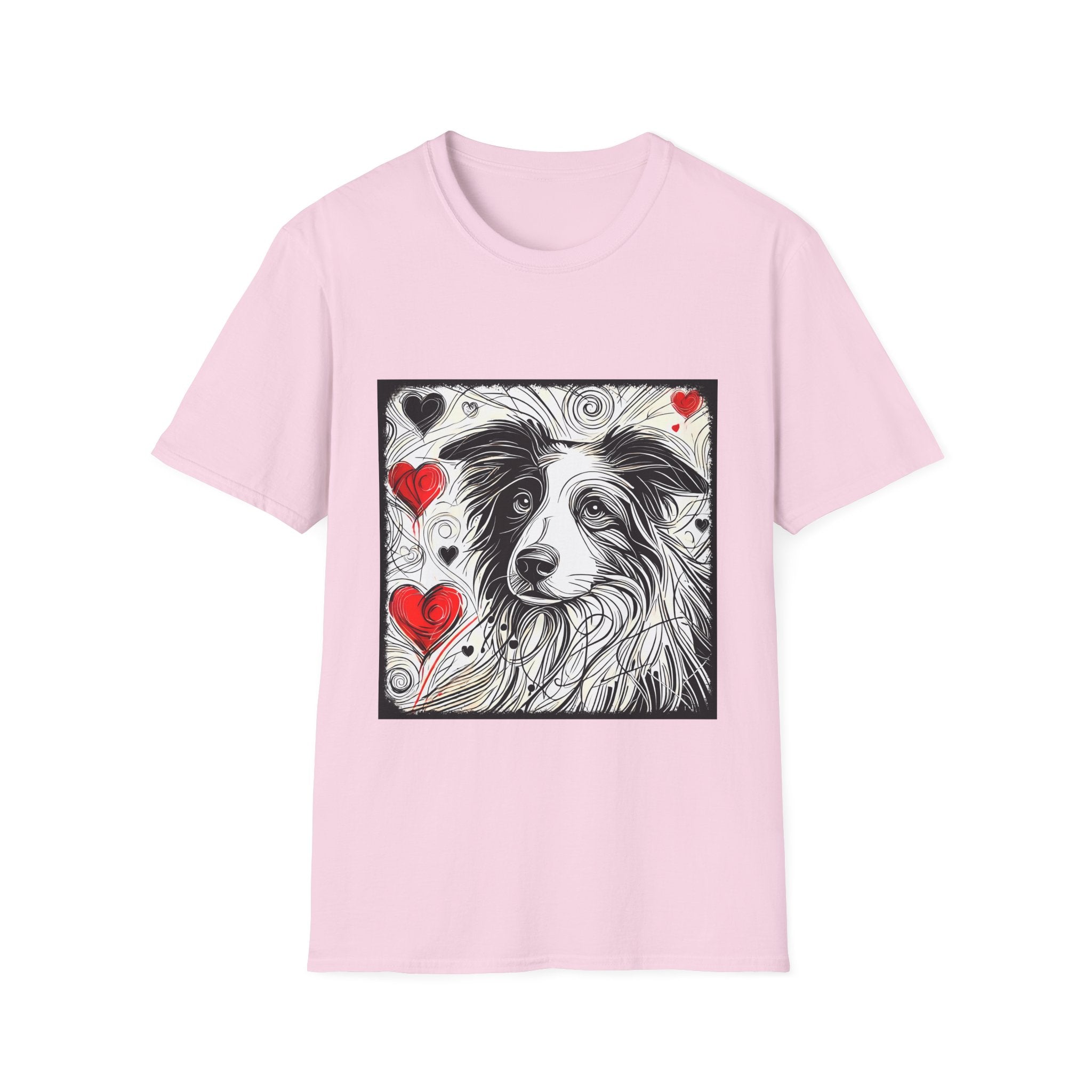 Border Collie Bold Heart Sketch | Unisex Dog T-Shirt