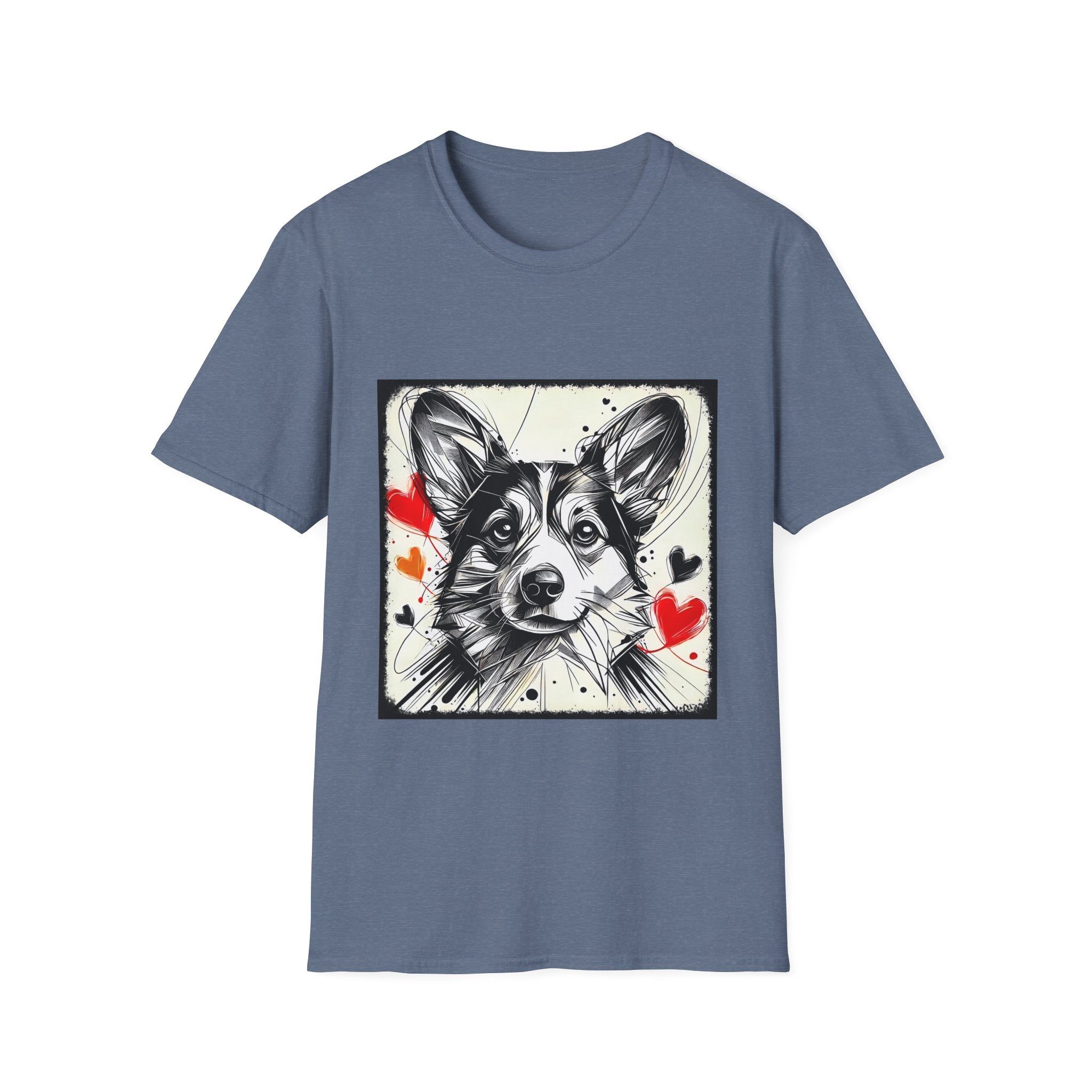 Pembroke Welsh Corgi Bold Heart Sketch | Unisex Dog T-Shirt