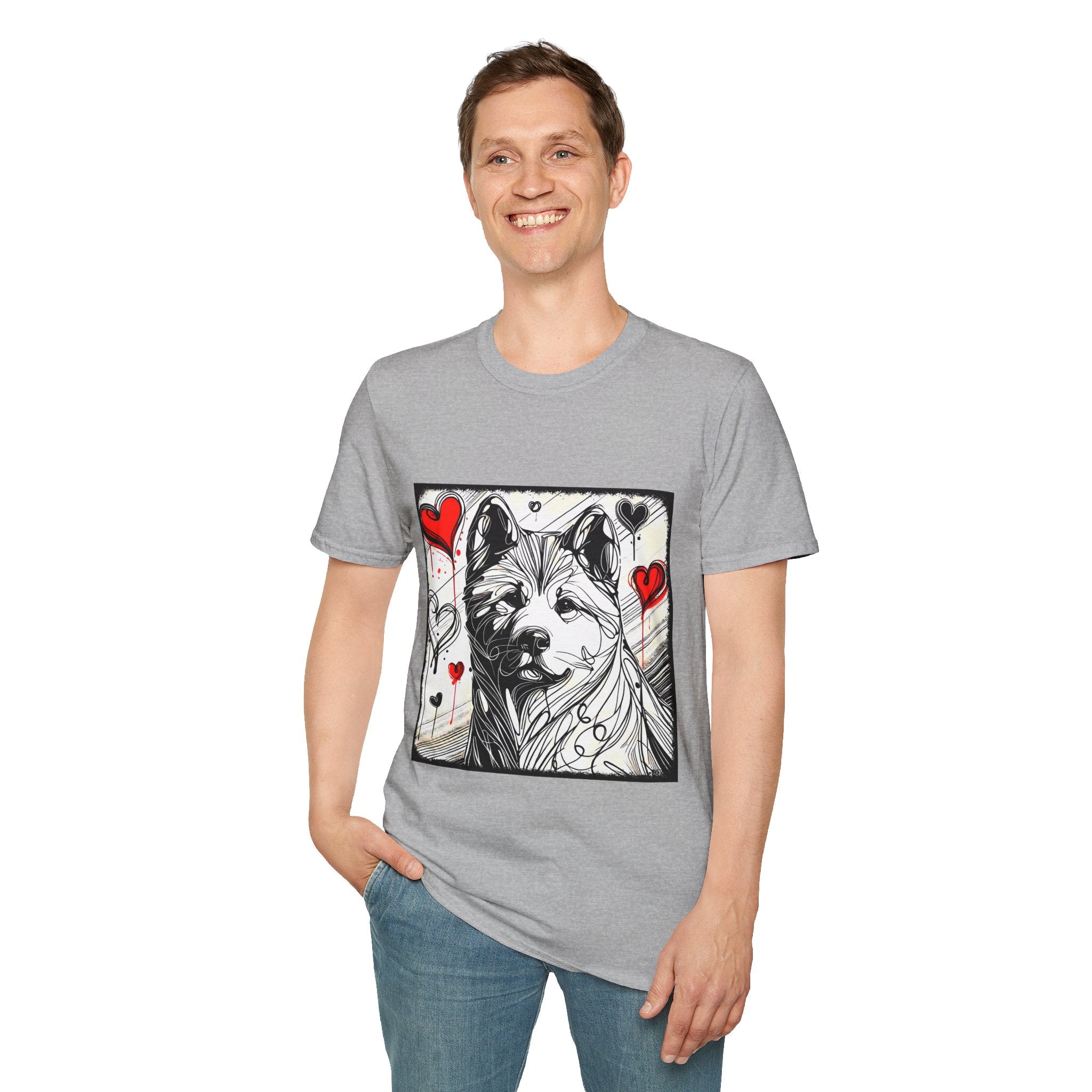 Akita Bold Heart Sketch | Unisex Dog T-Shirt