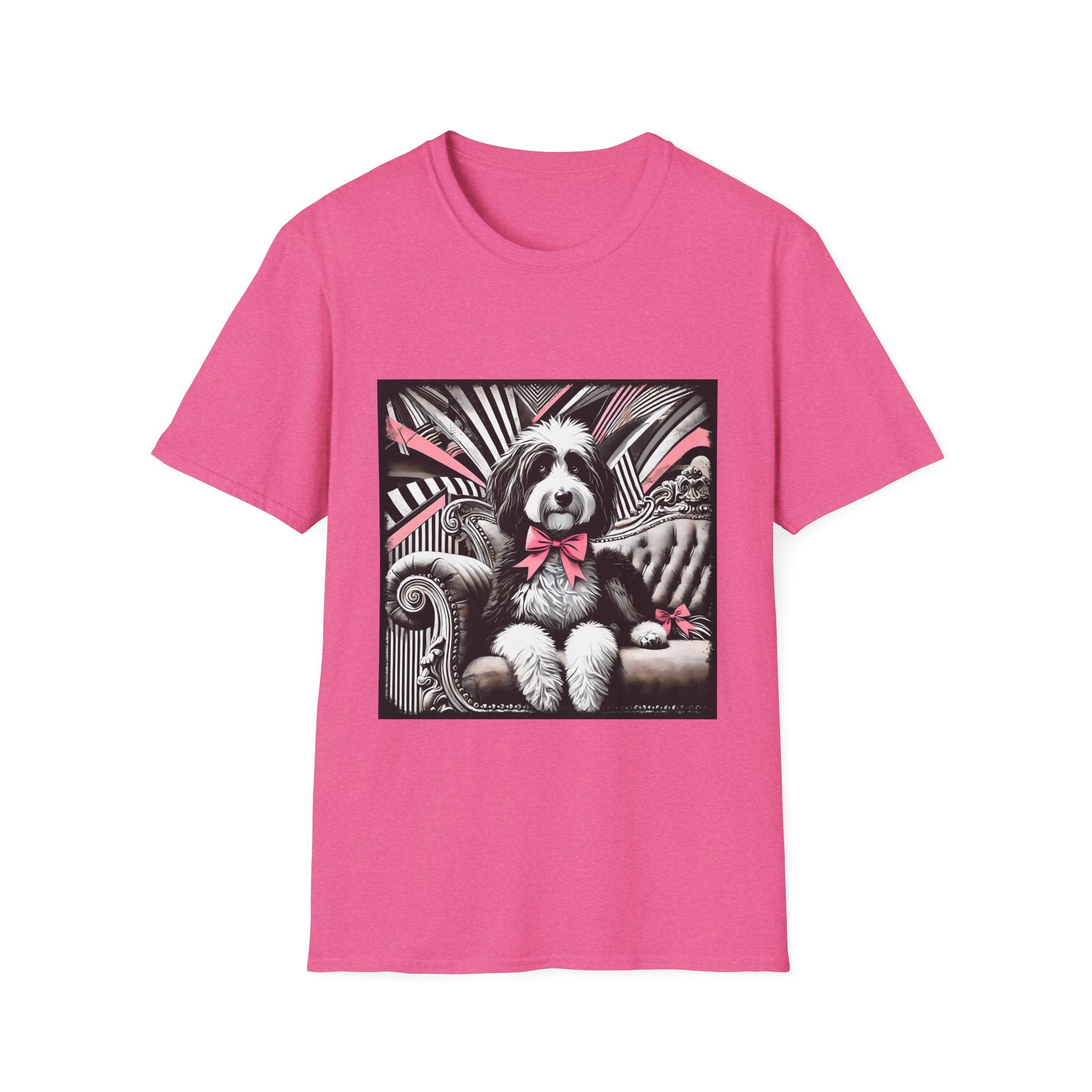 Bernedoodle B&W Pink Bow| Unisex Dog T-Shirt