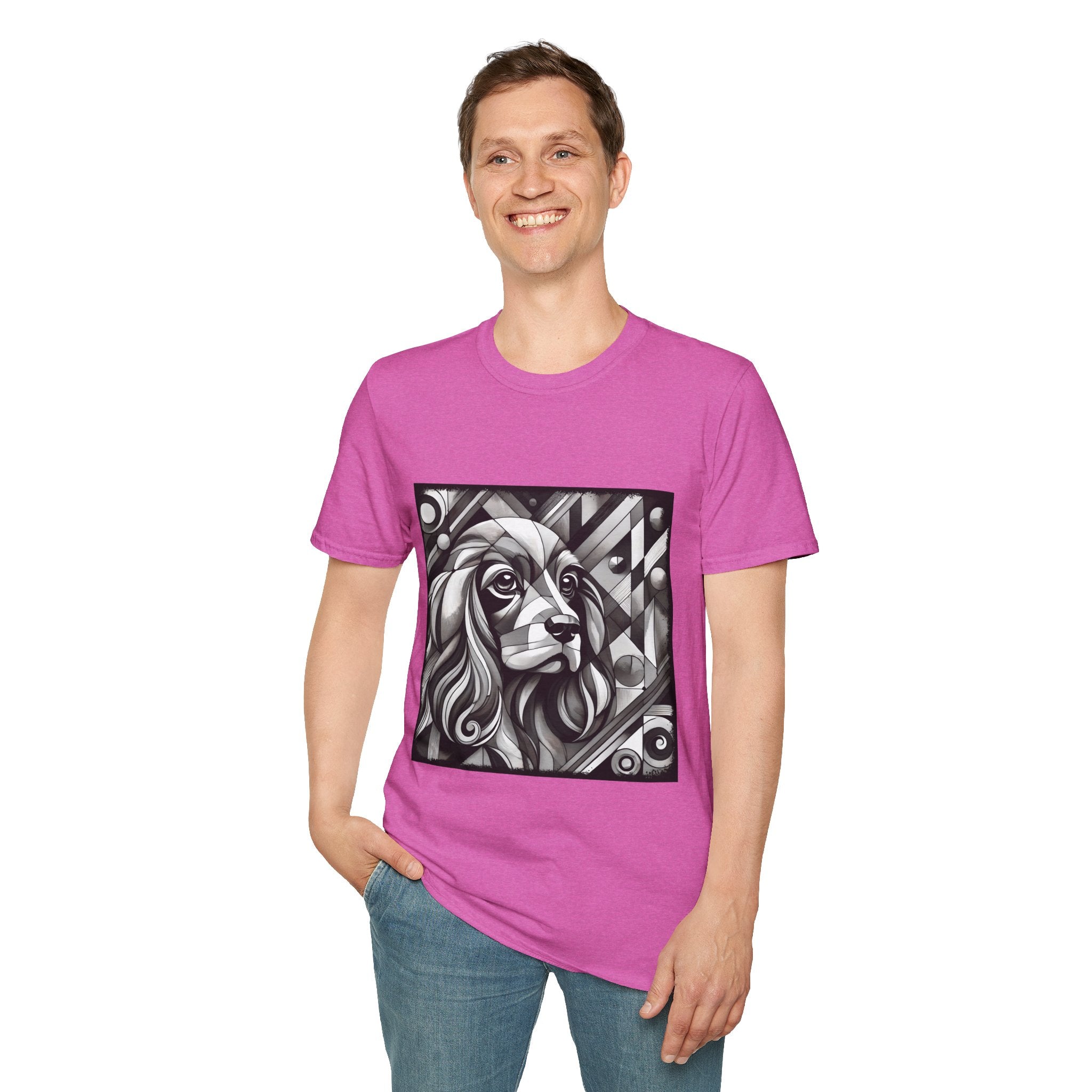 Cocker Spaniel B&W Bold Geometric | Unisex Dog T-Shirt