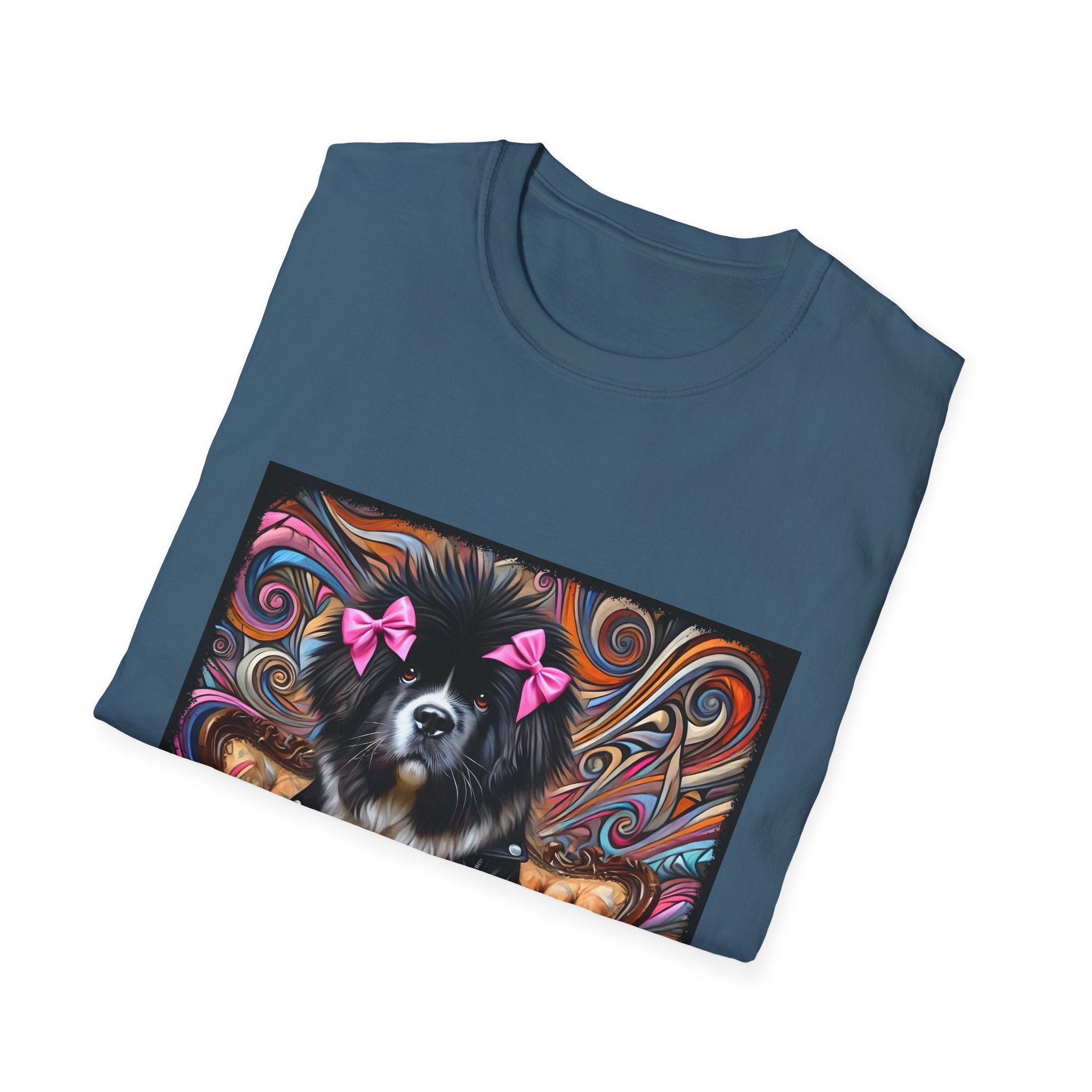 Newfoundland Pink Bow Vivid Rocker | Unisex Dog T-Shirt