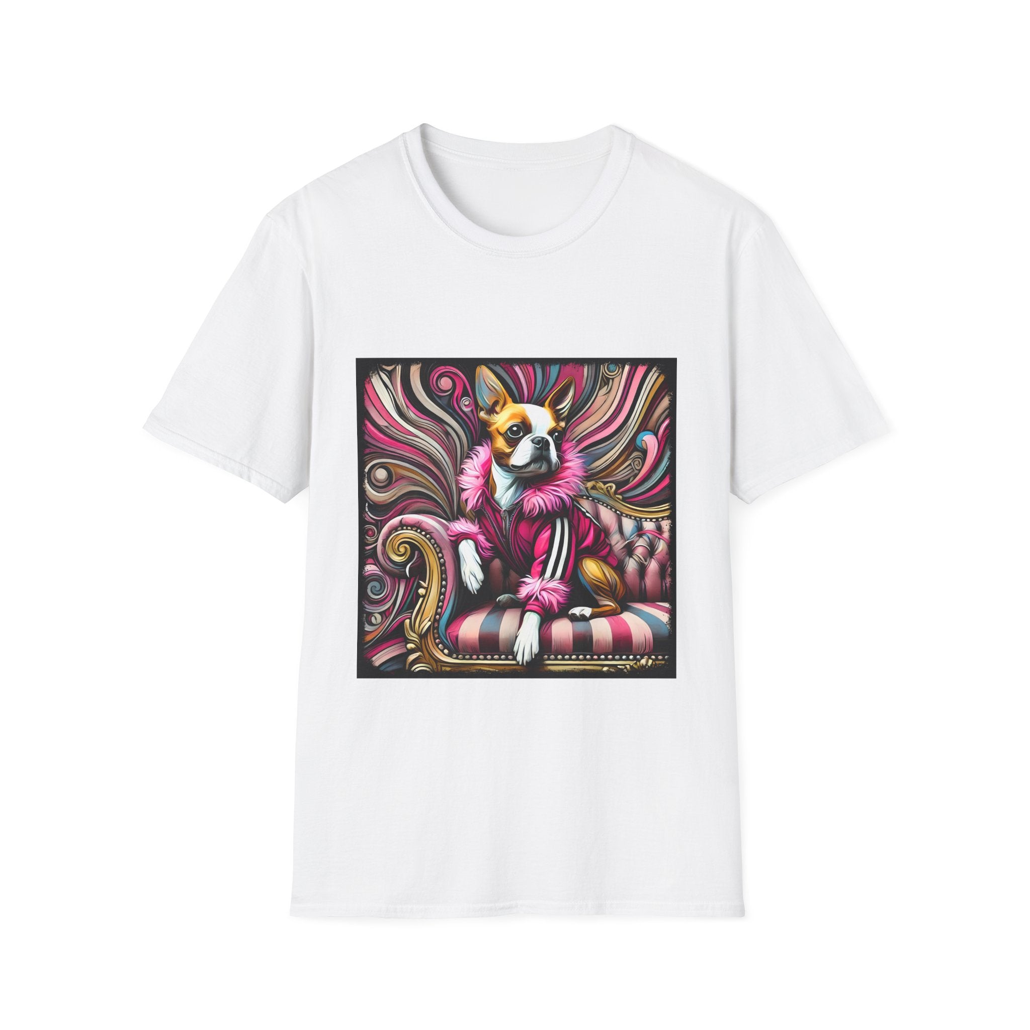 Boston Terrier Pink Rocker | Unisex Dog T-Shirt