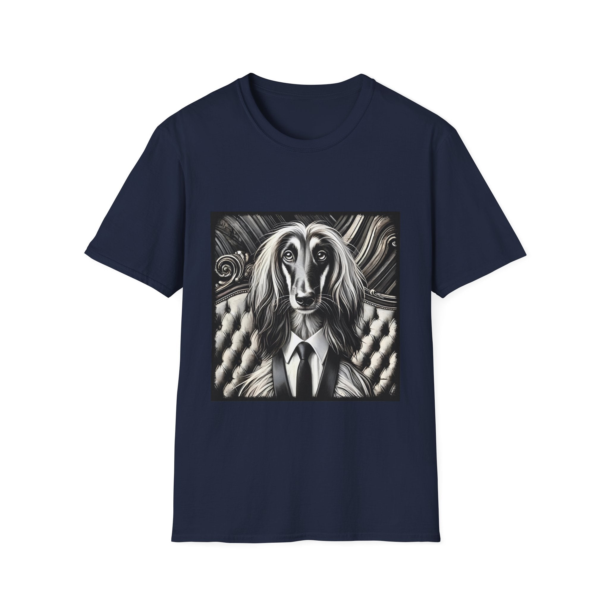 Afghan Hound B&W Bold Tie | Unisex Dog T-Shirt