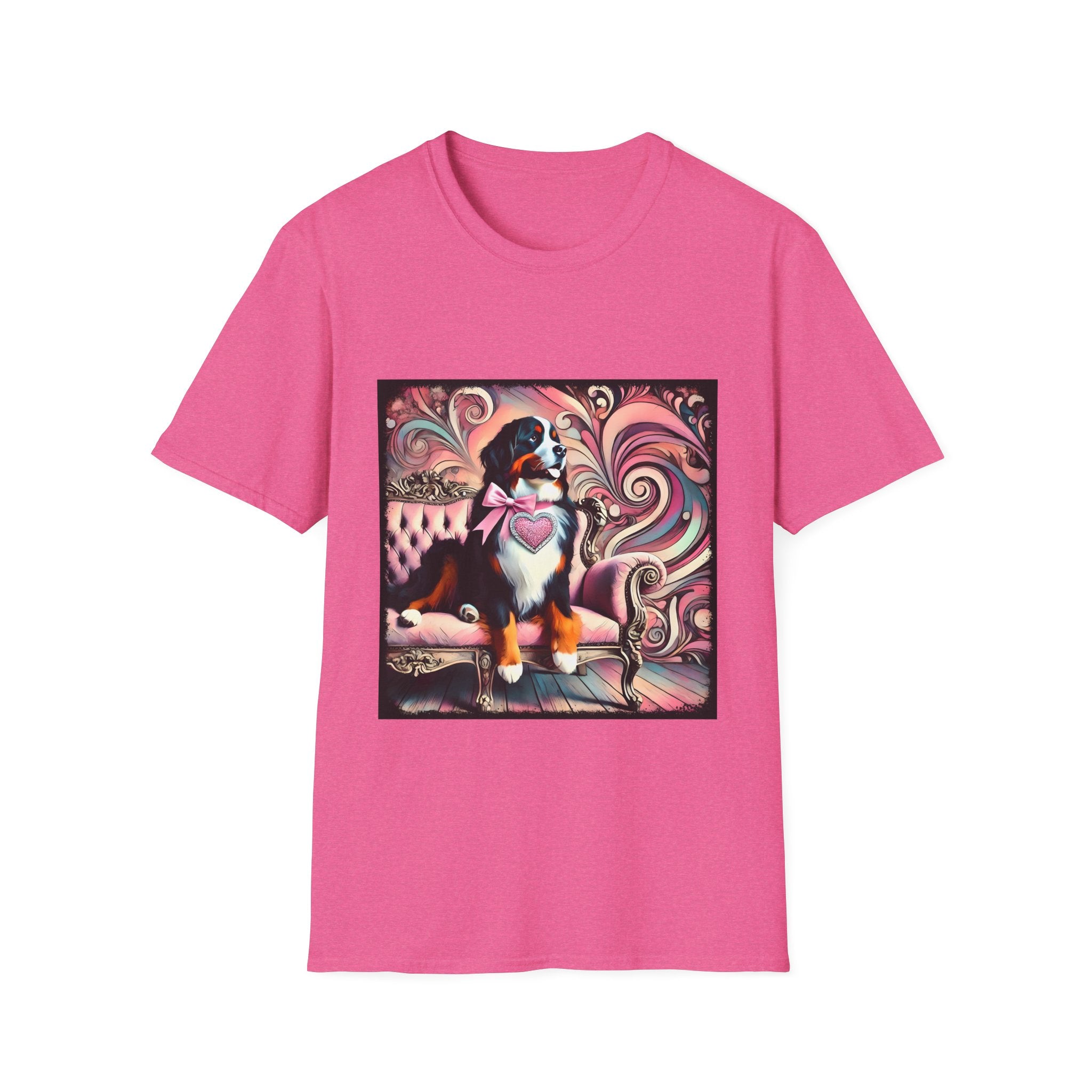 Bernese Mountain Dog Pink Swirl | Unisex Dog T-Shirt