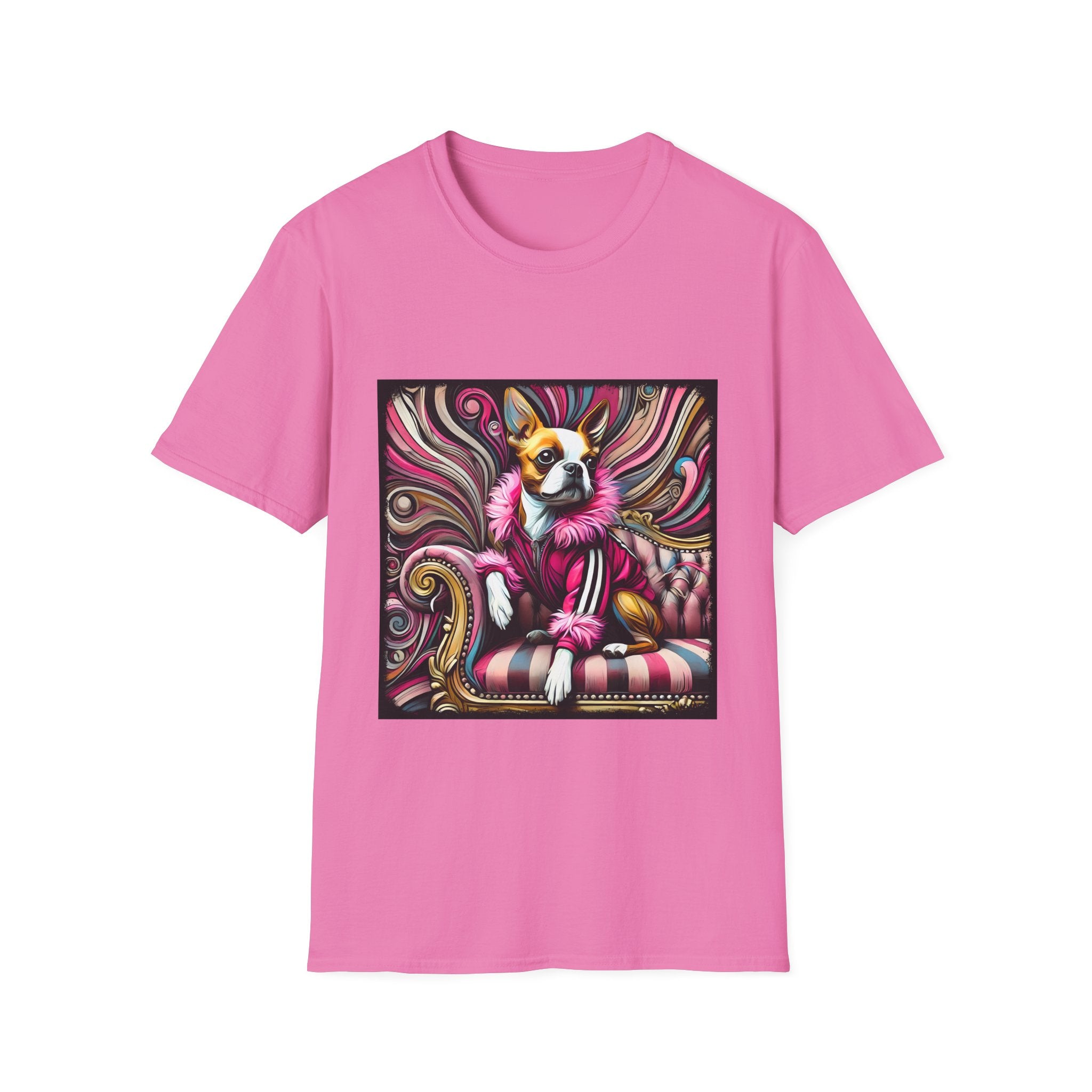 Boston Terrier Pink Rocker | Unisex Dog T-Shirt