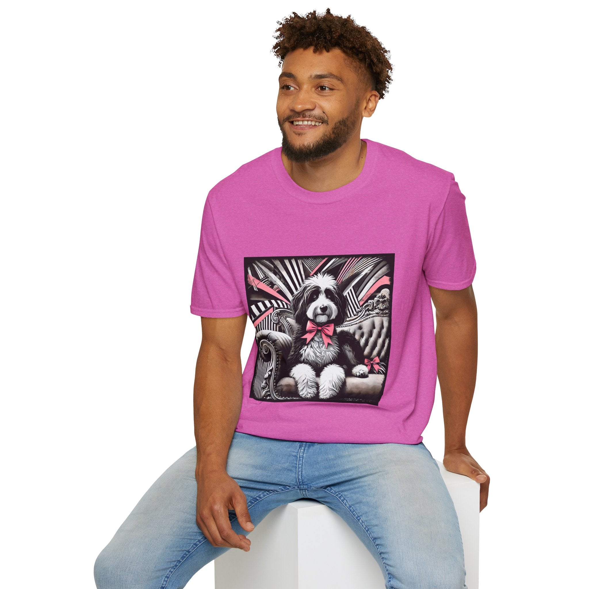 Bernedoodle B&W Pink Bow| Unisex Dog T-Shirt