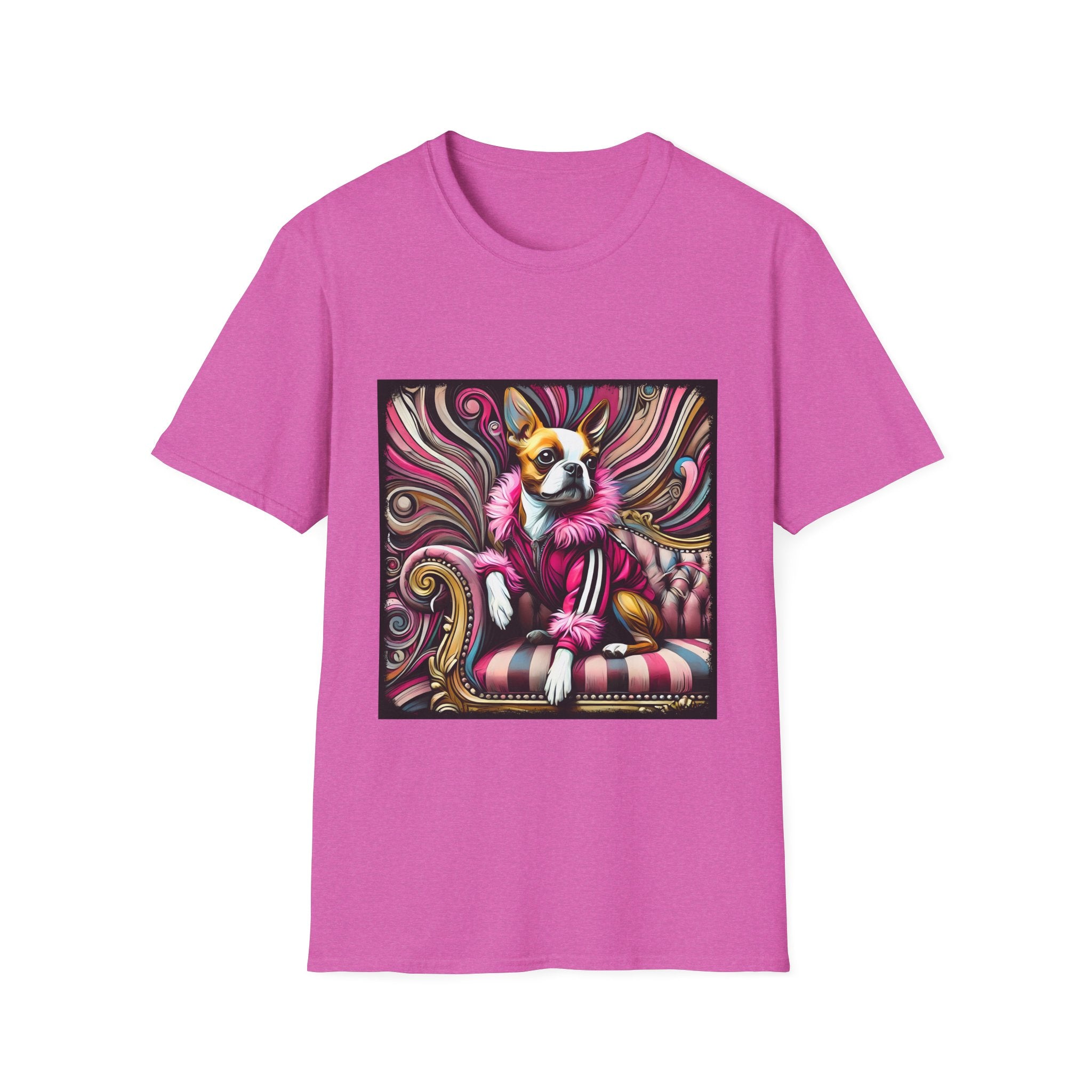 Boston Terrier Pink Rocker | Unisex Dog T-Shirt