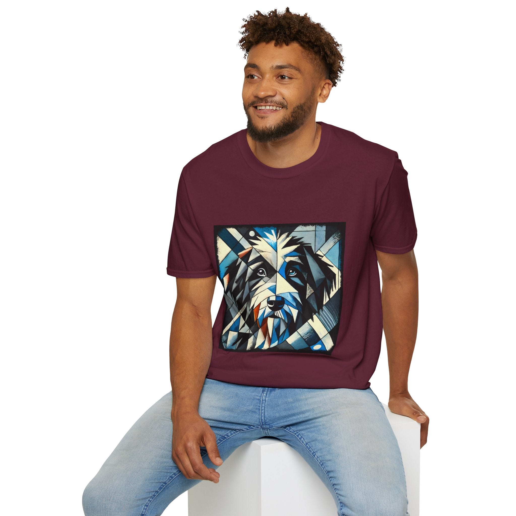 Bernedoodle Blue Geometric | Unisex Dog T-Shirt