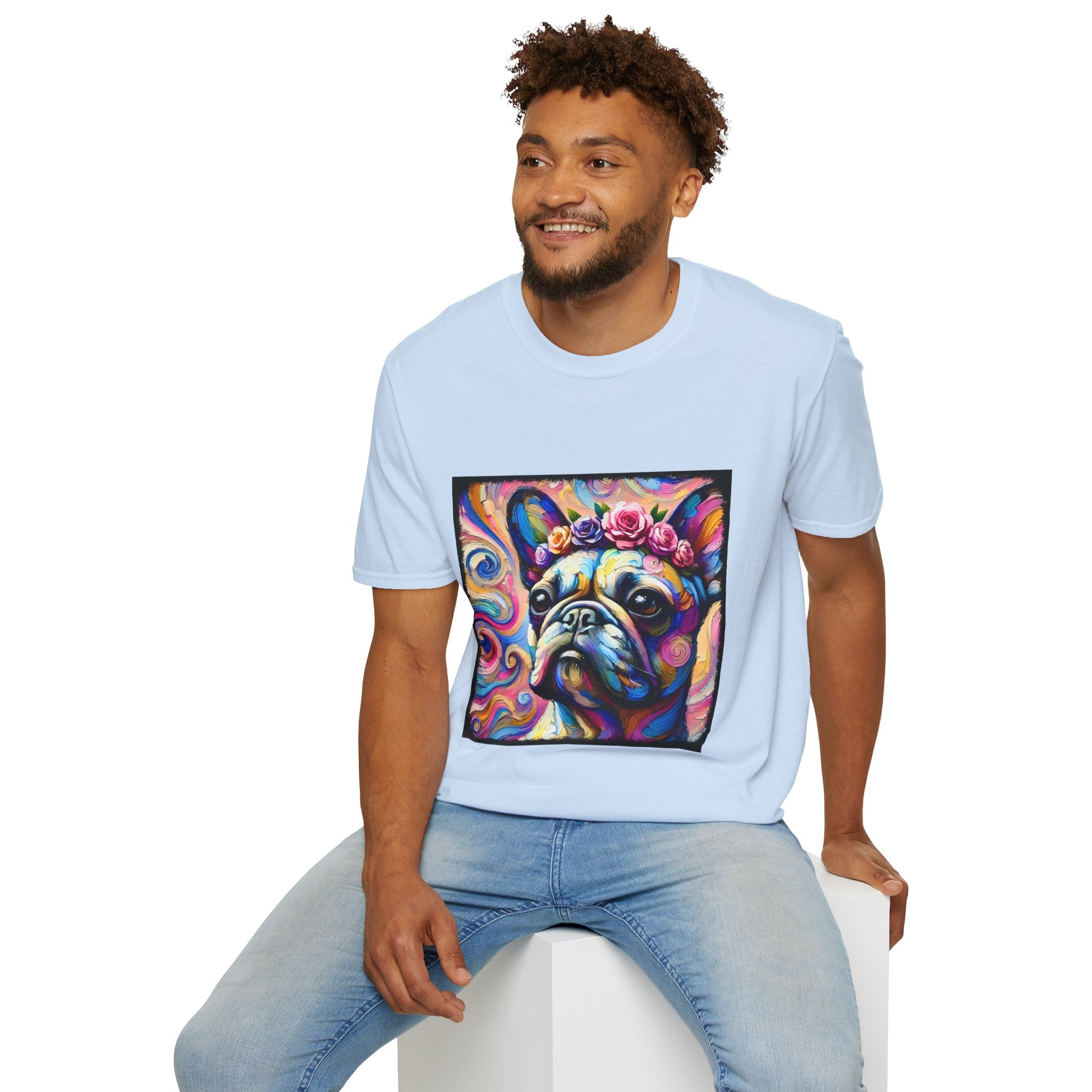 French Bulldog Rose Crown Swirl | Unisex Dog T-Shirt