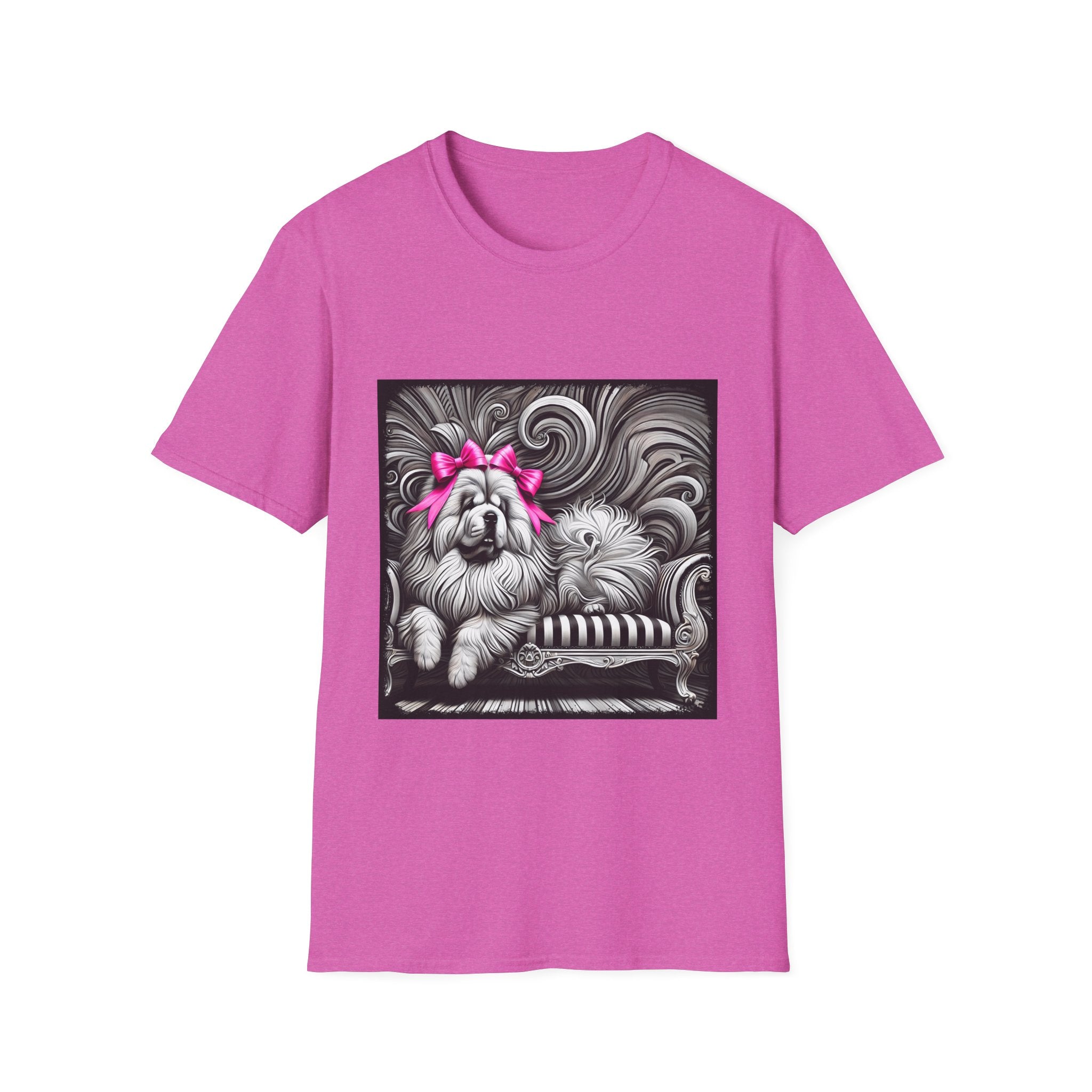 Chow Chow B&W Pink Bow | Unisex Dog T-Shirt